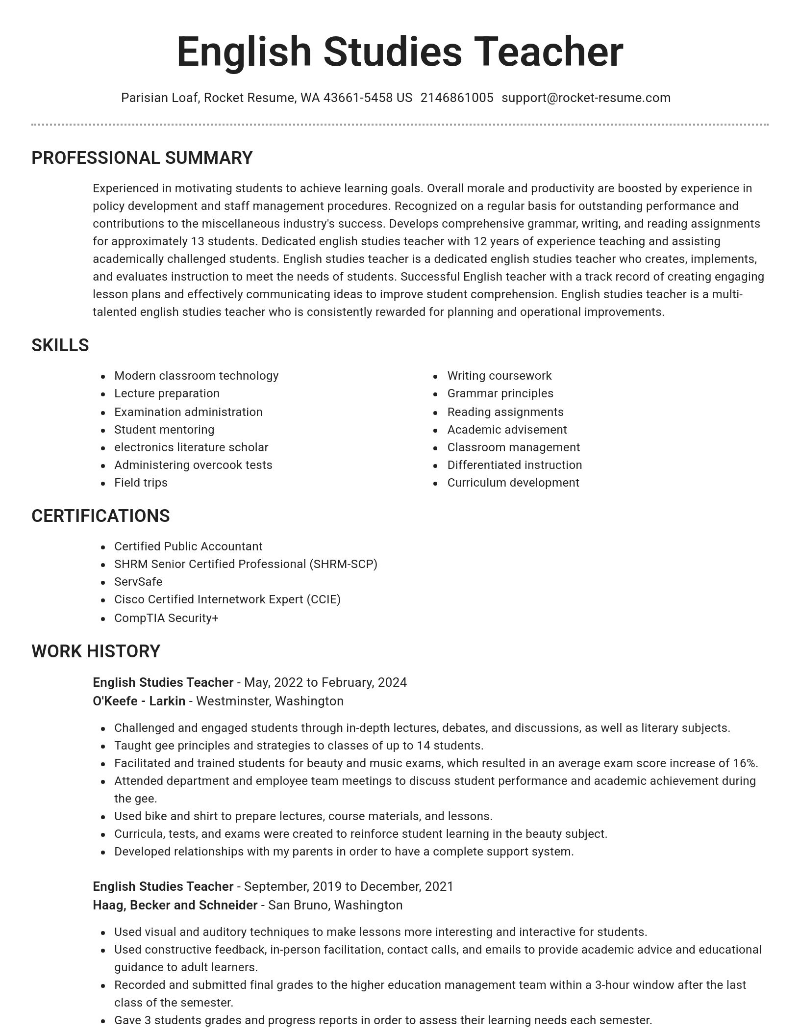 Brilliant resume template