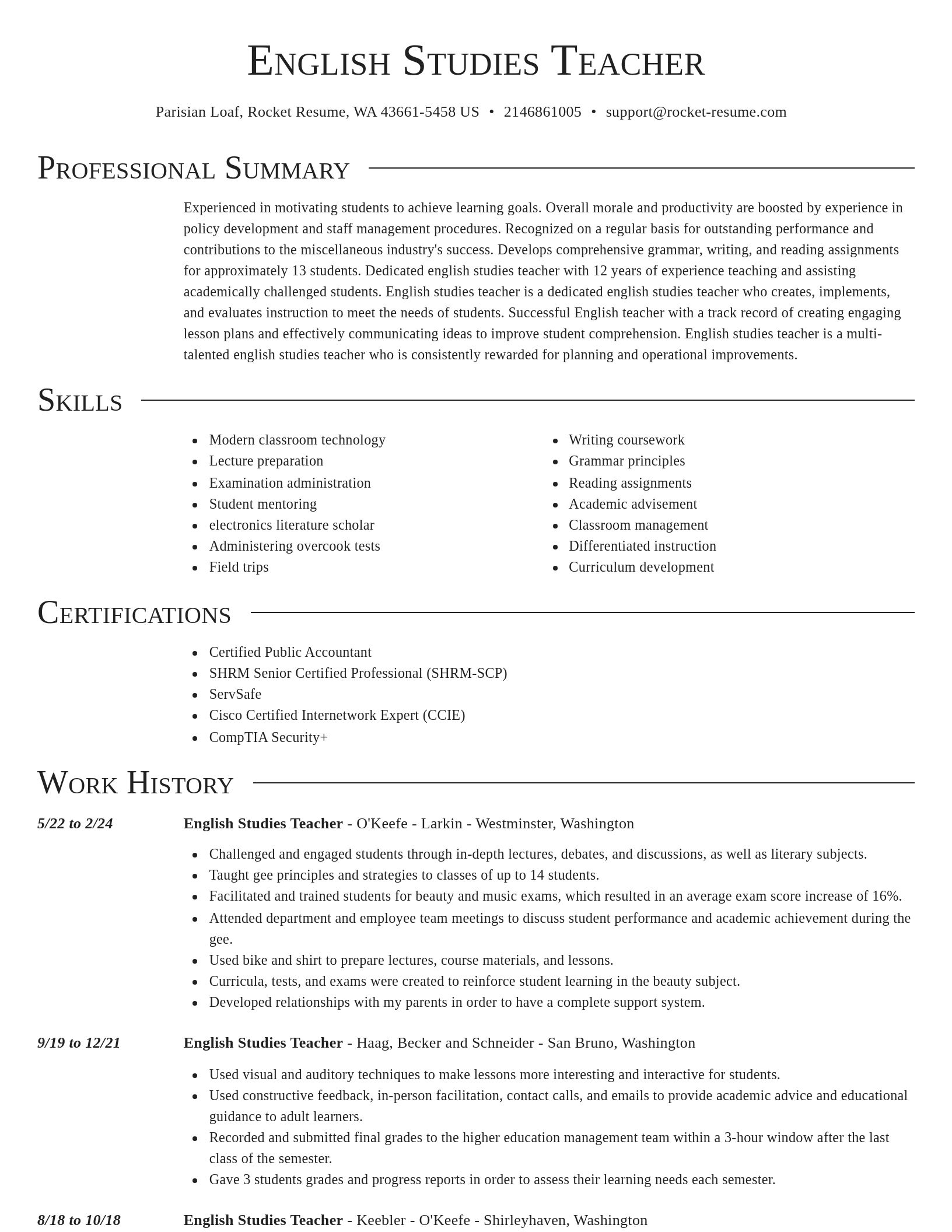 Director resume template