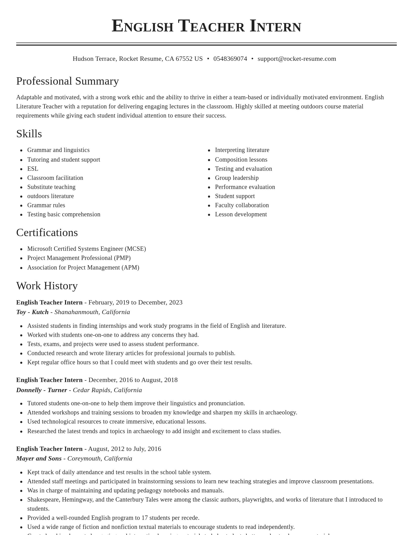 Classic resume template