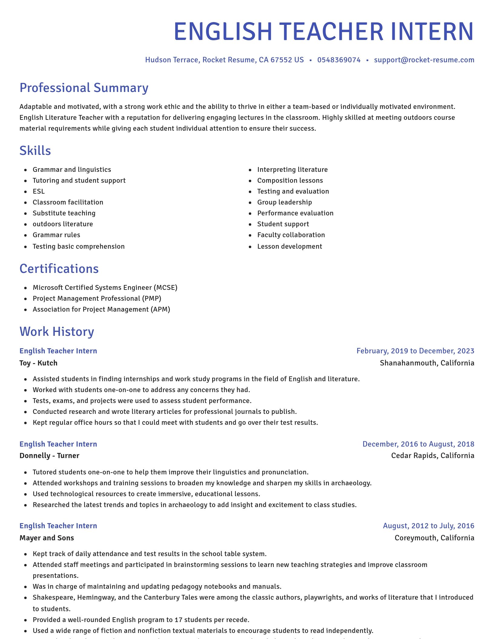 Novel resume template