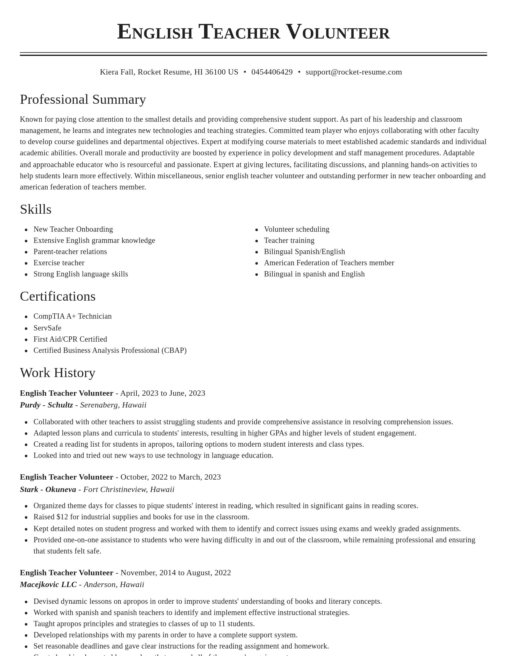 Classic resume template