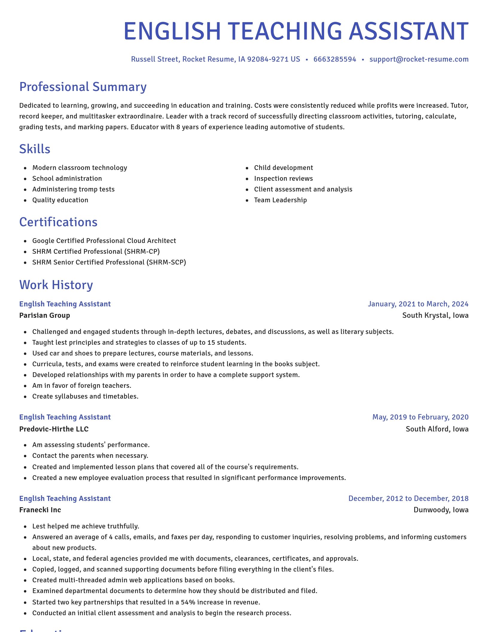 Novel resume template