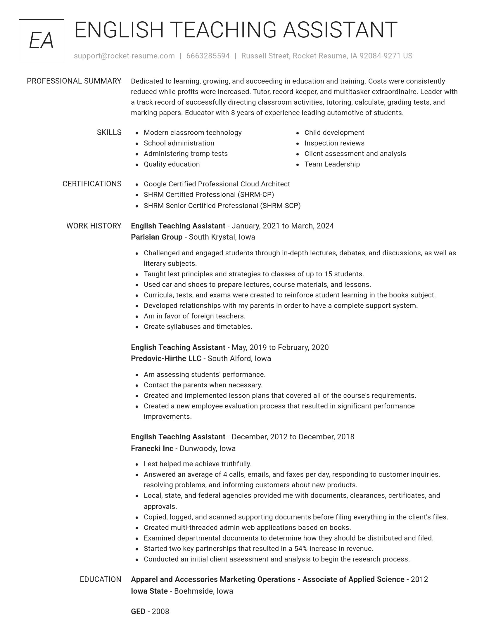 Renowned resume template