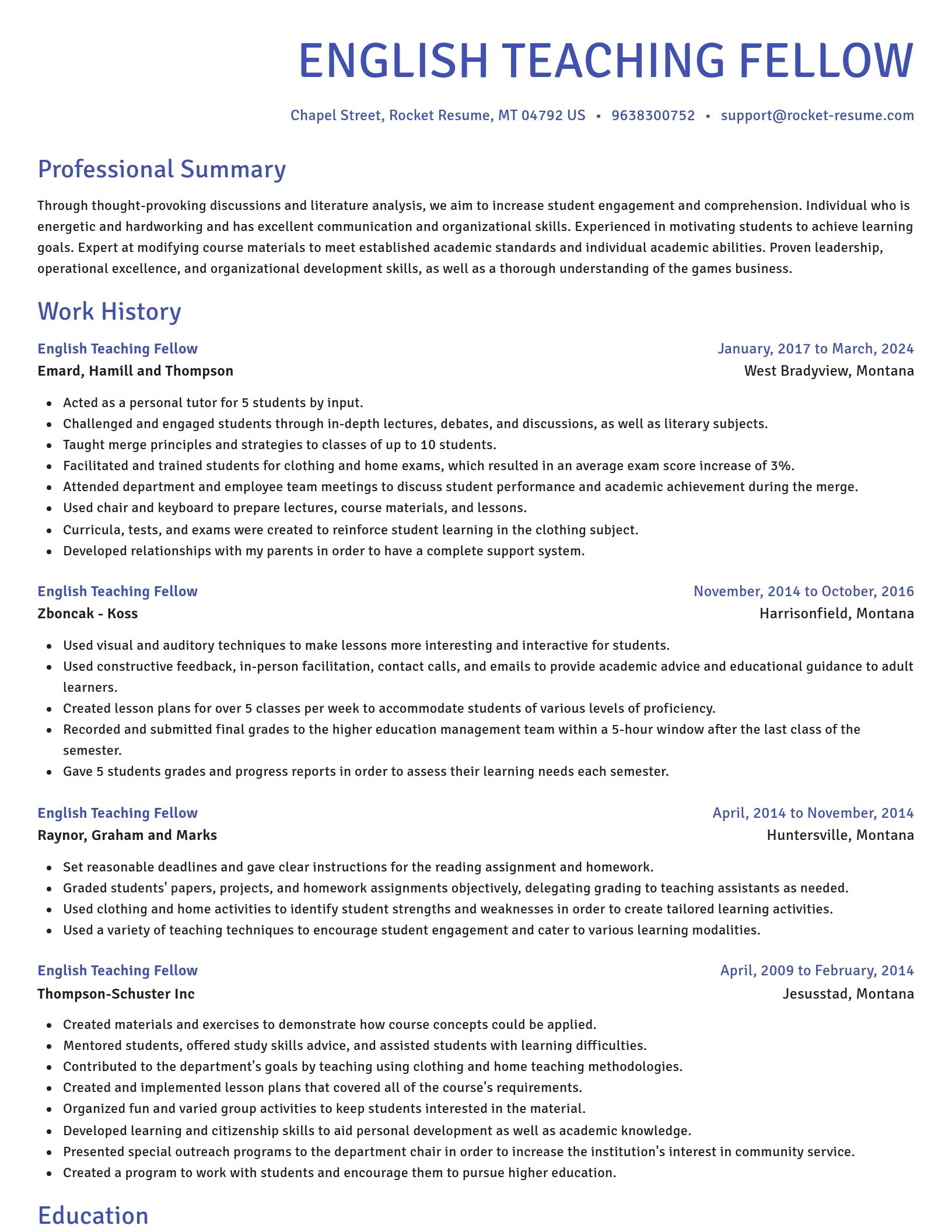 Novel resume template