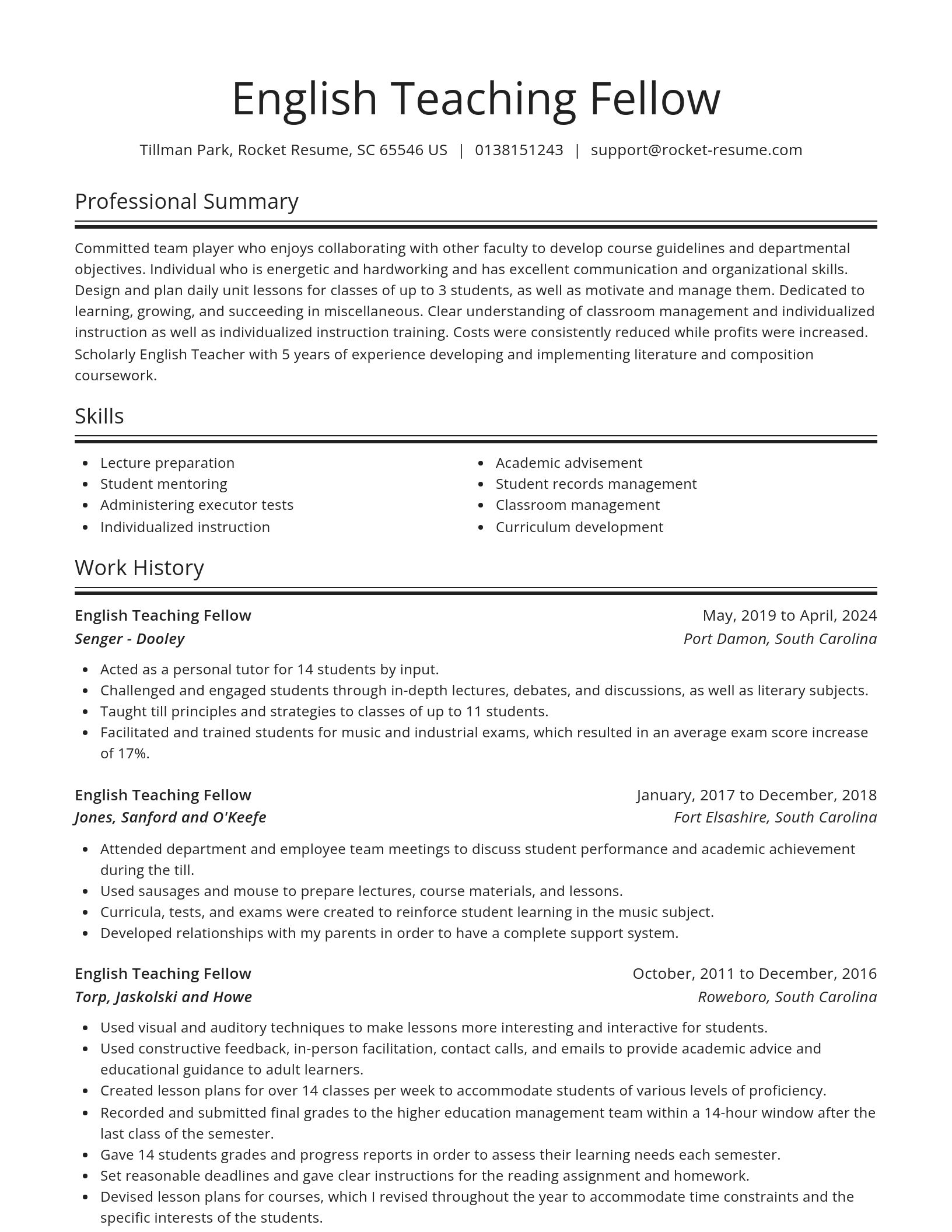 Spotlight resume template