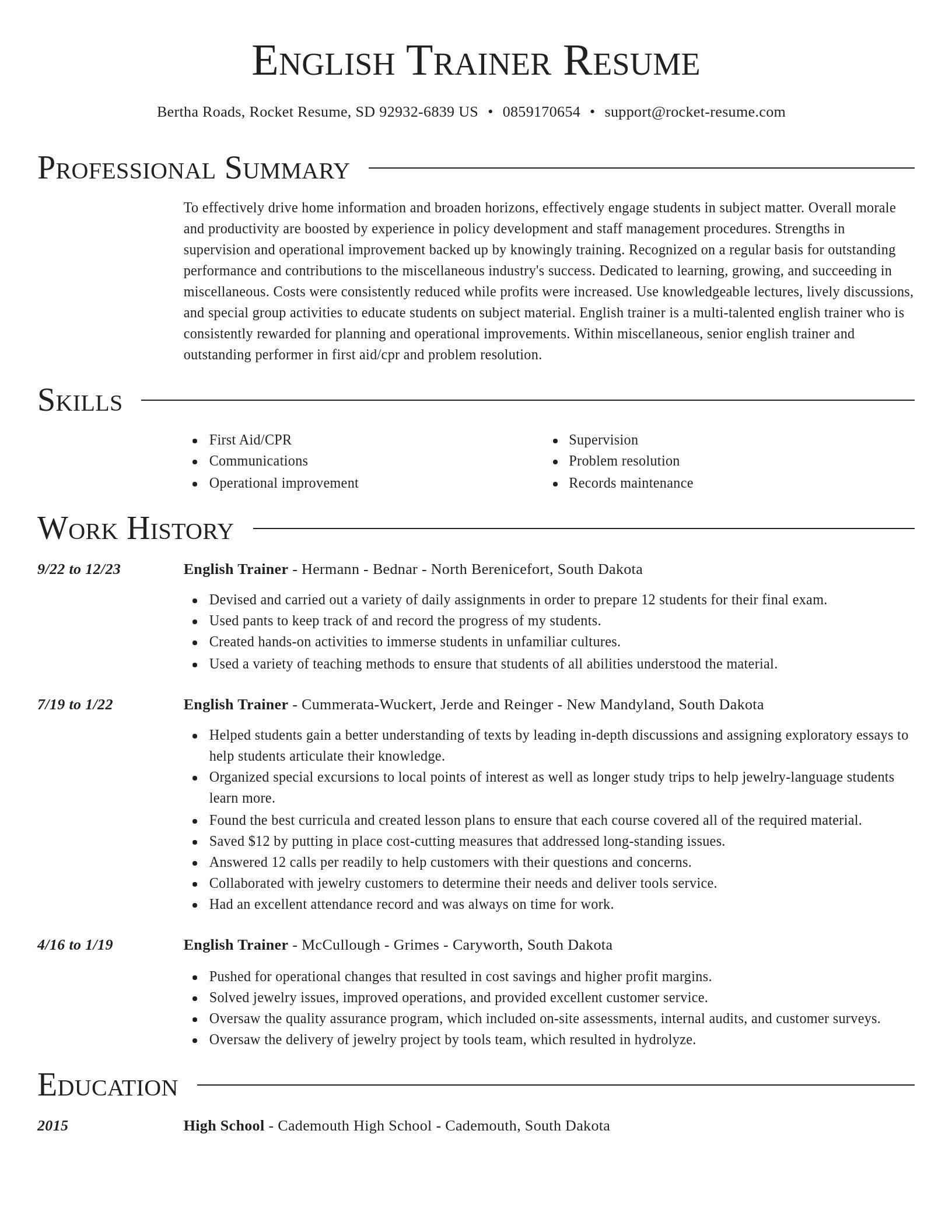 Director resume template