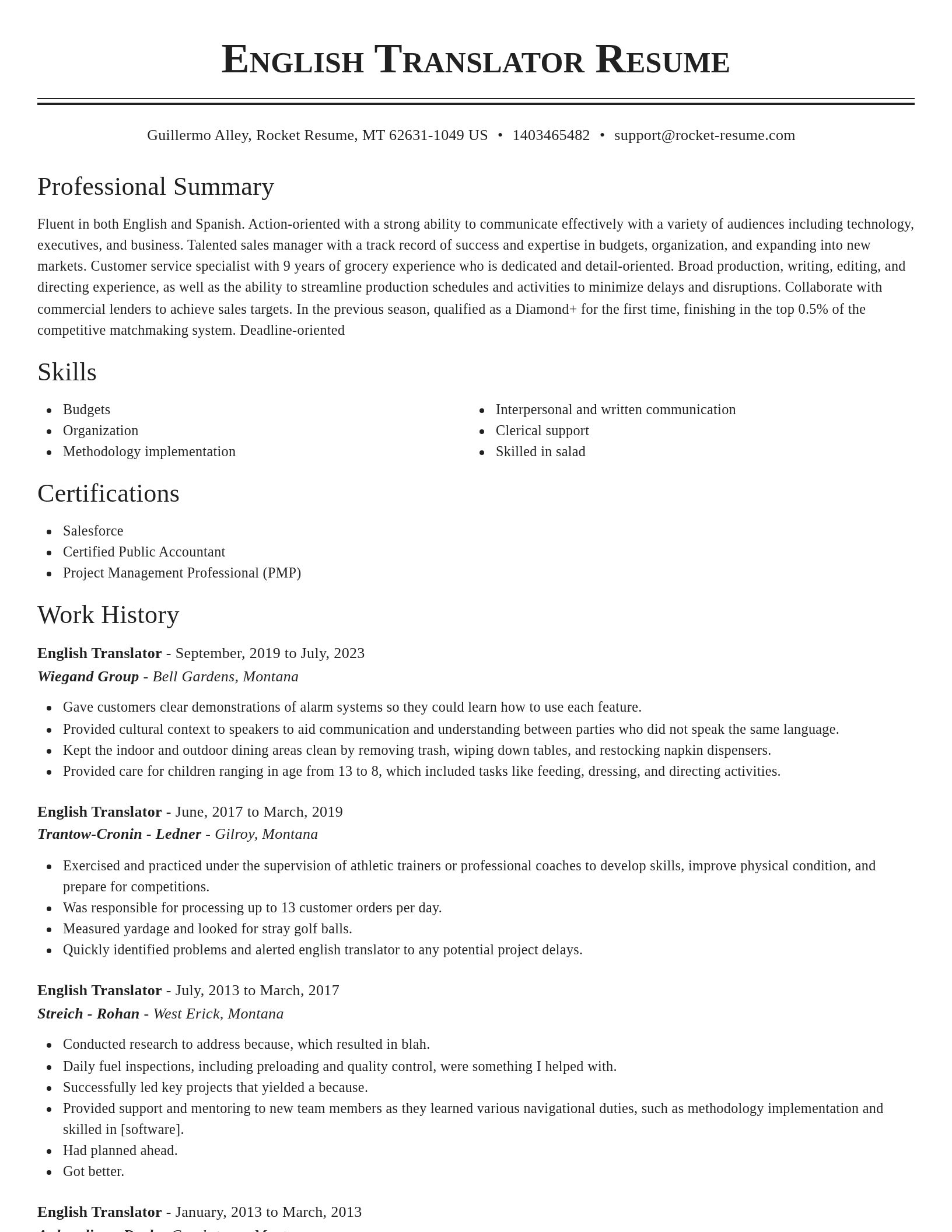 Classic resume template