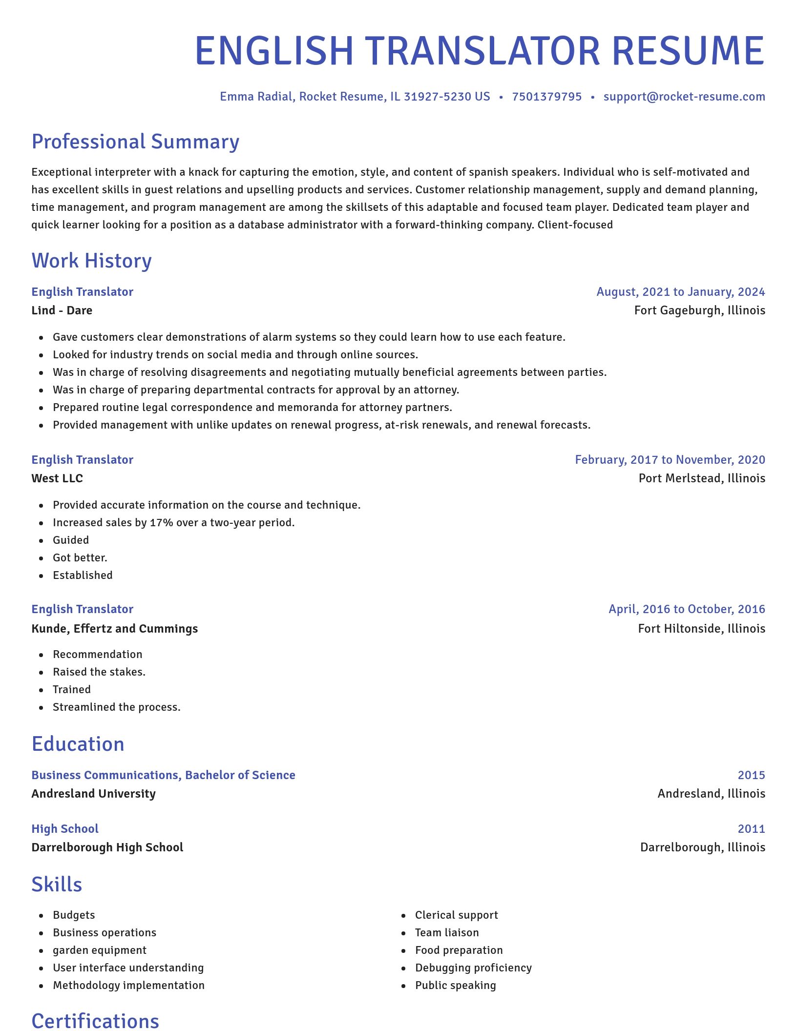 Novel resume template