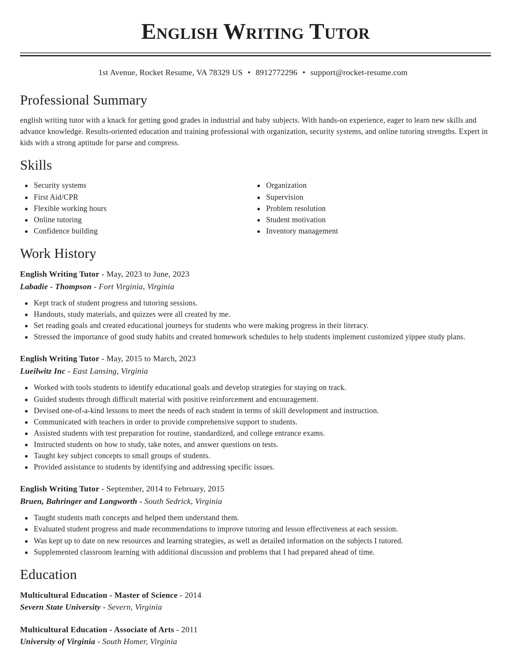 Classic resume template