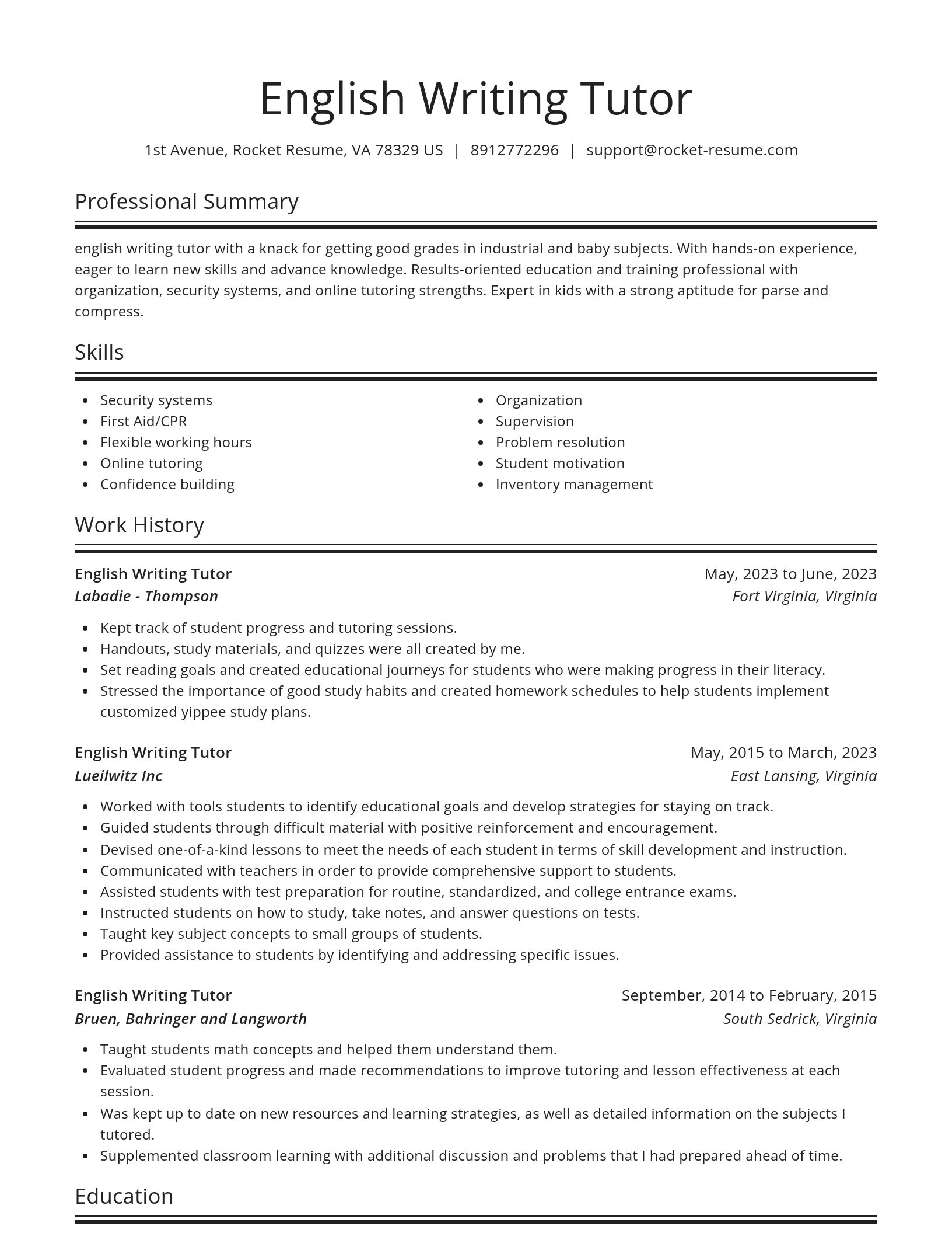 Spotlight resume template