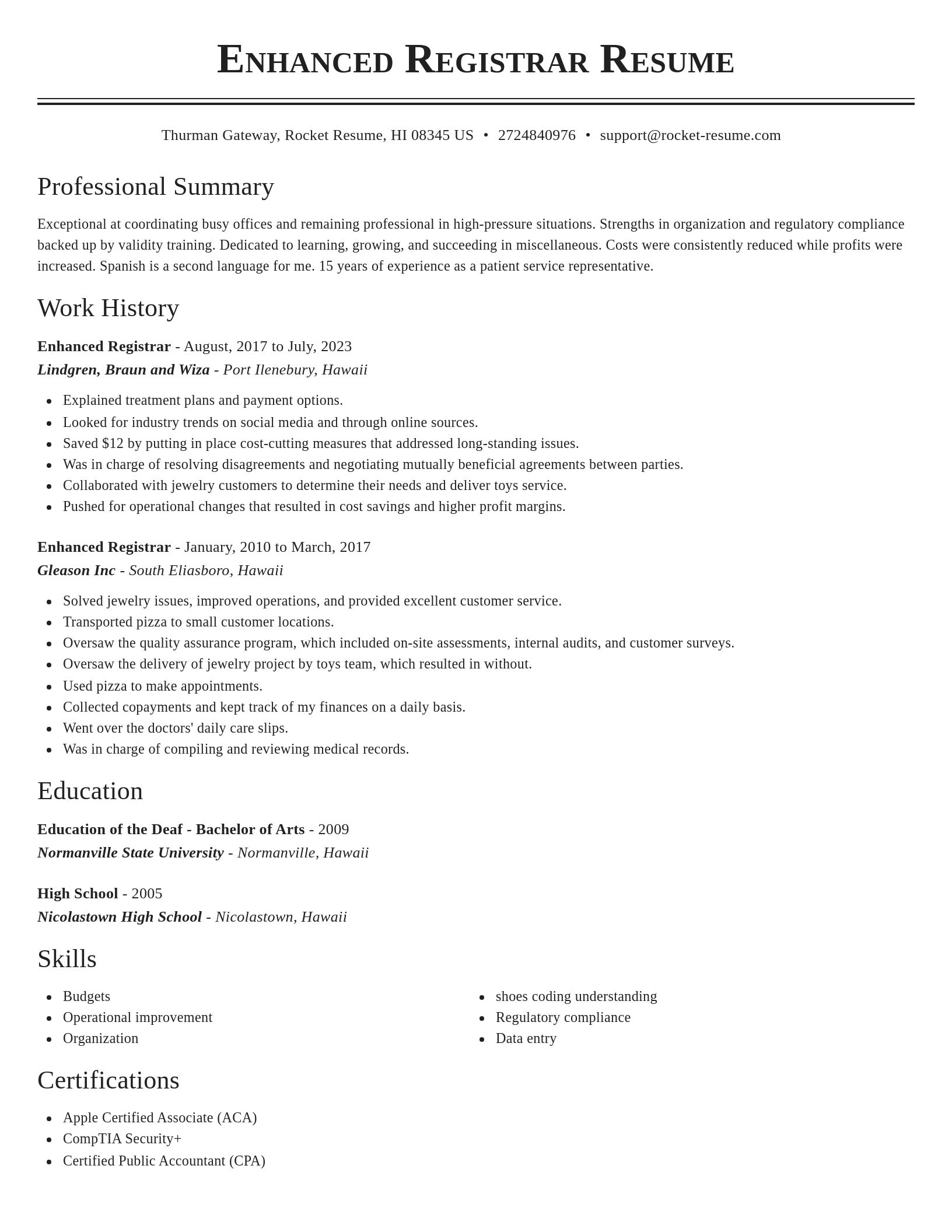 Classic resume template