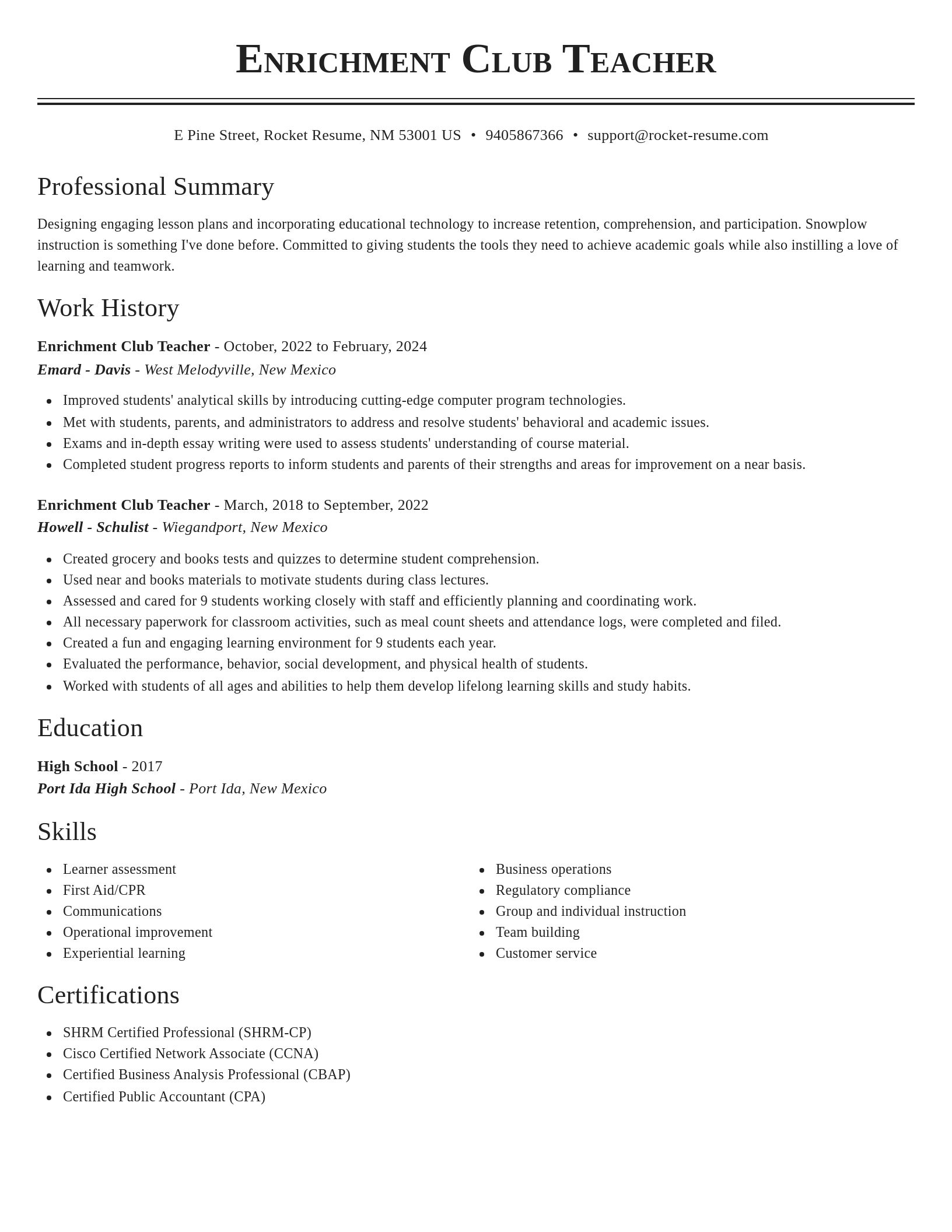 Classic resume template