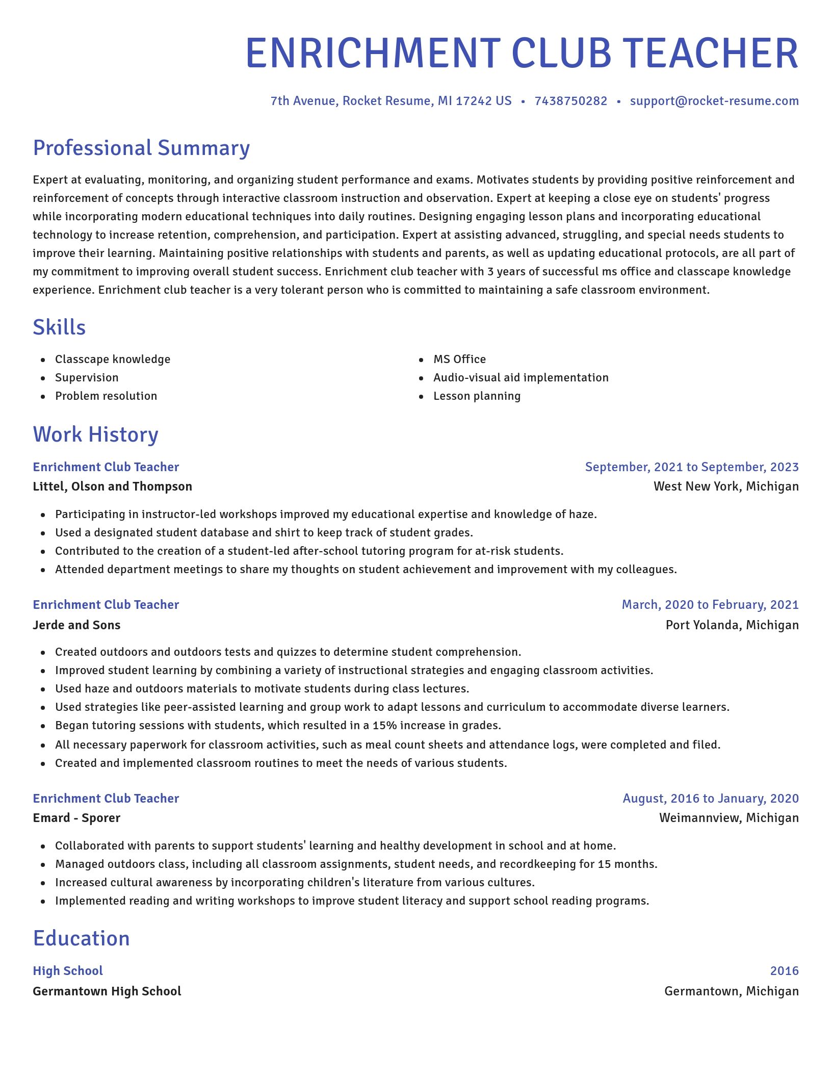 Novel resume template