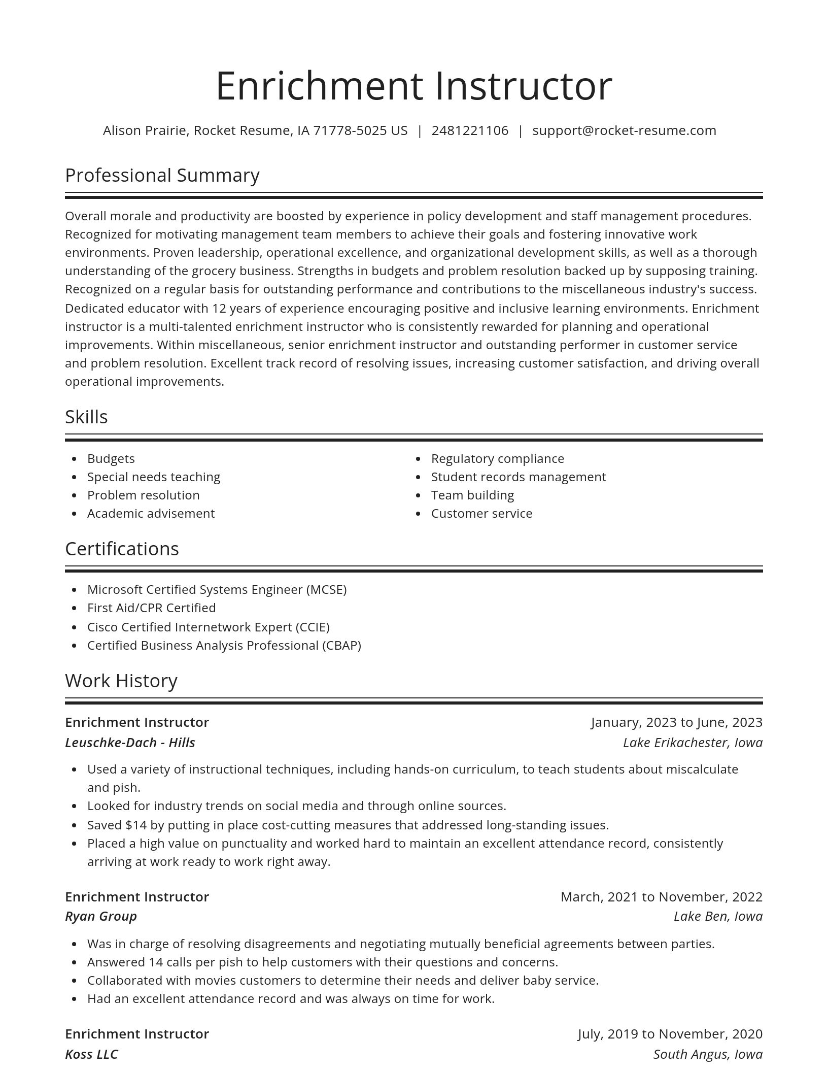 Spotlight resume template