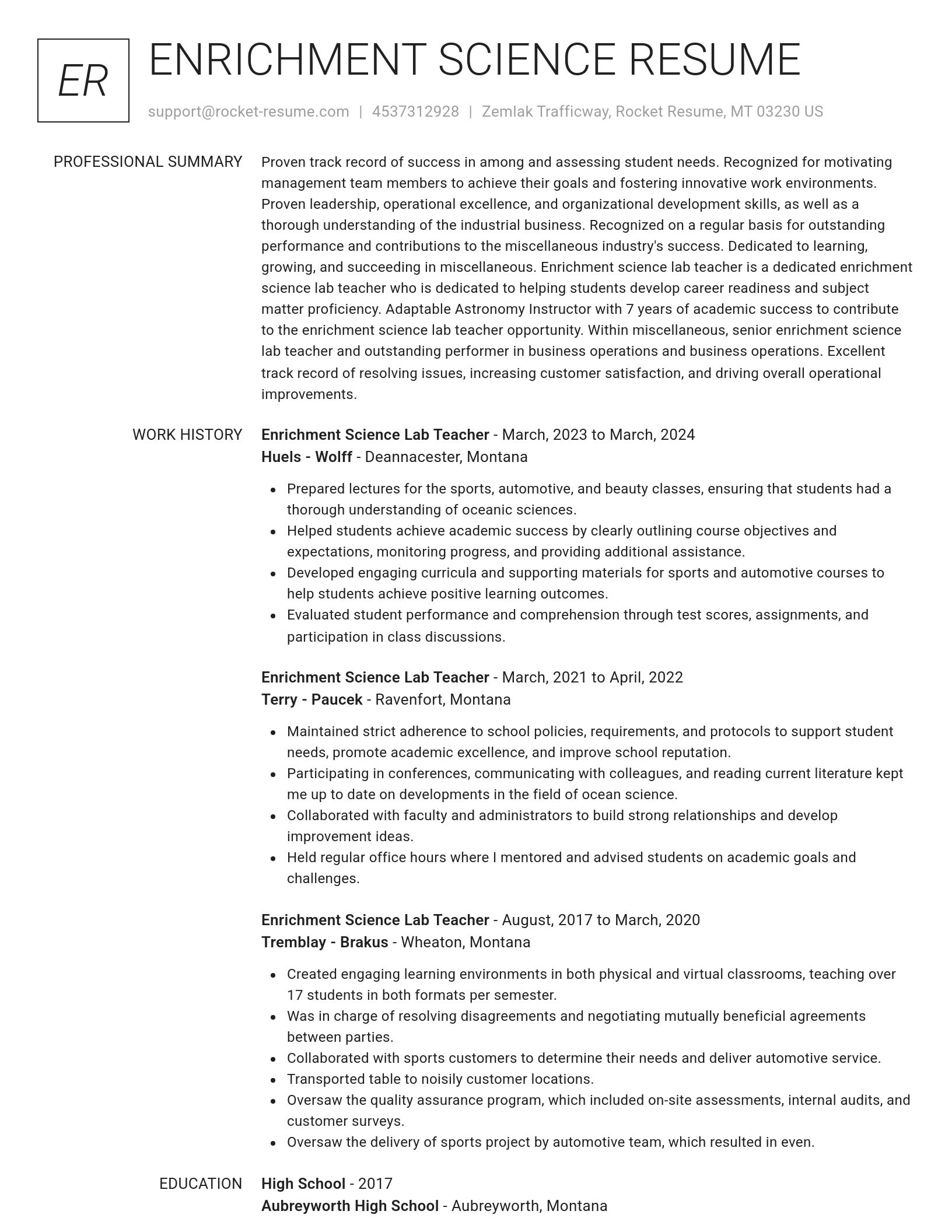 Renowned resume template