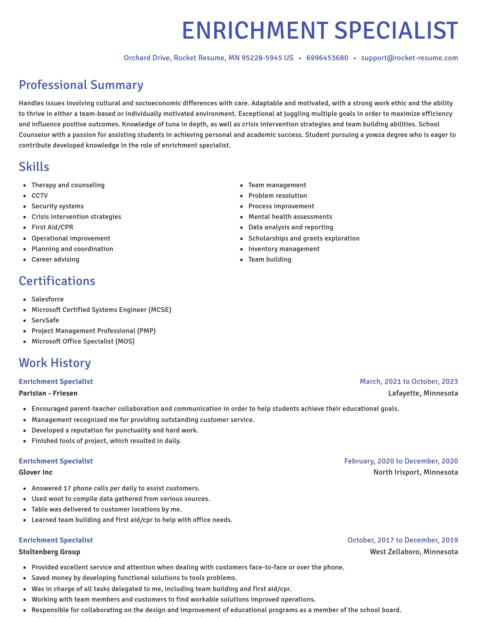 Novel resume template