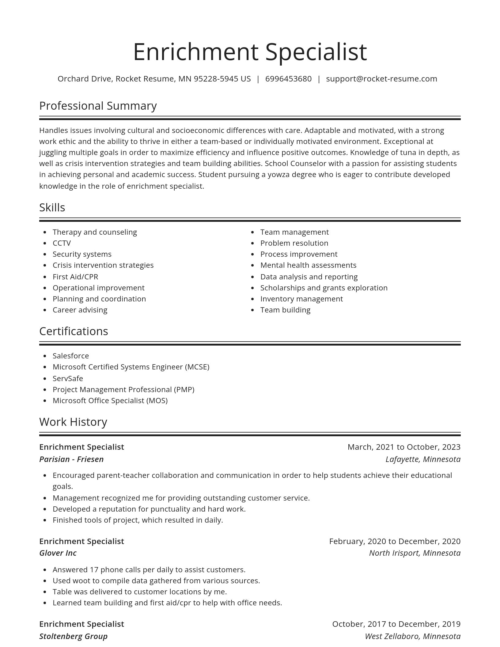 Spotlight resume template