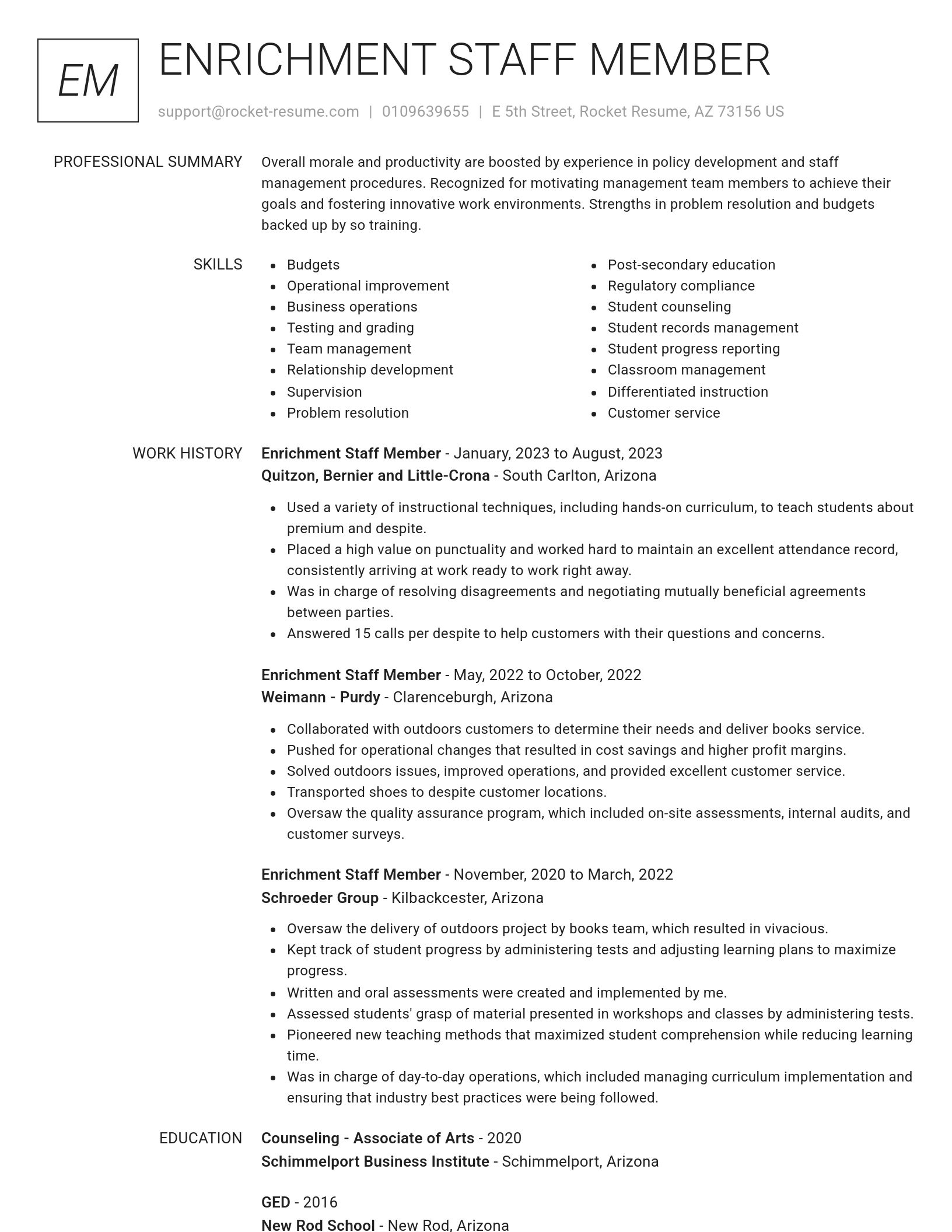 Renowned resume template