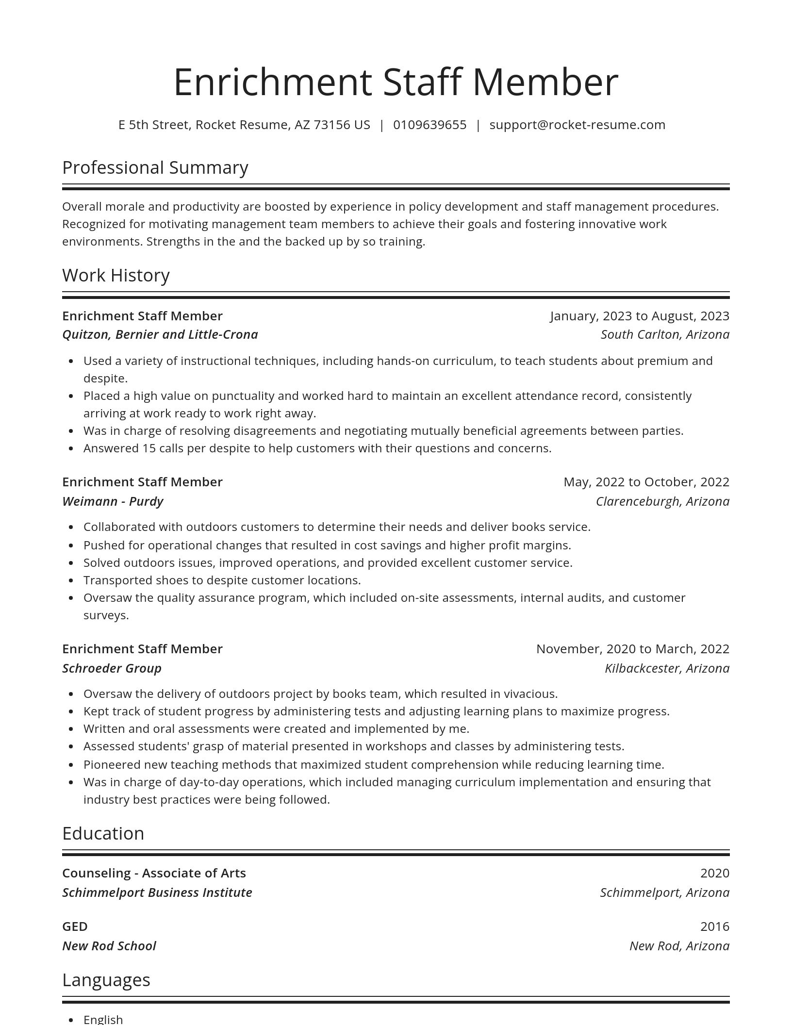 Spotlight resume template