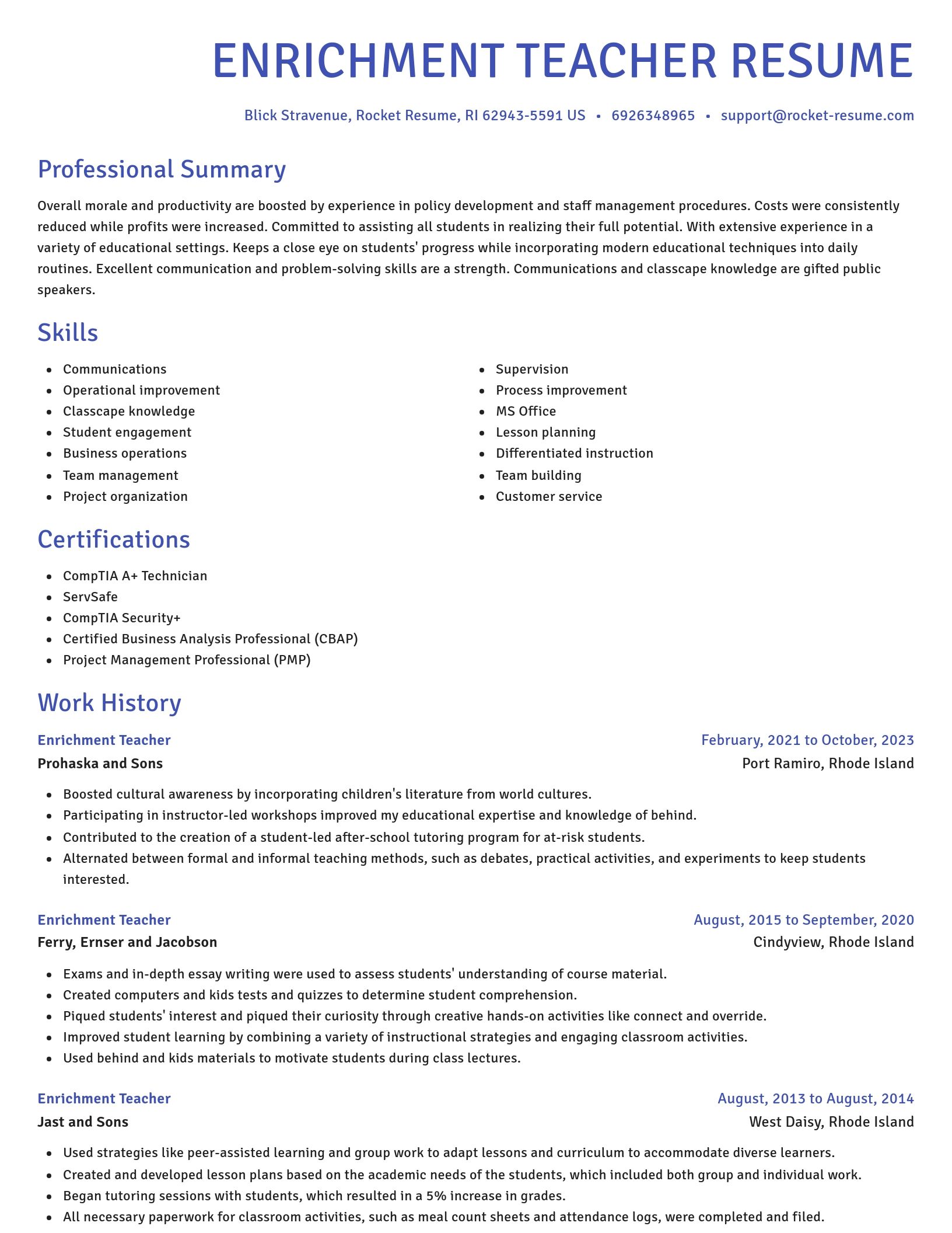 Novel resume template