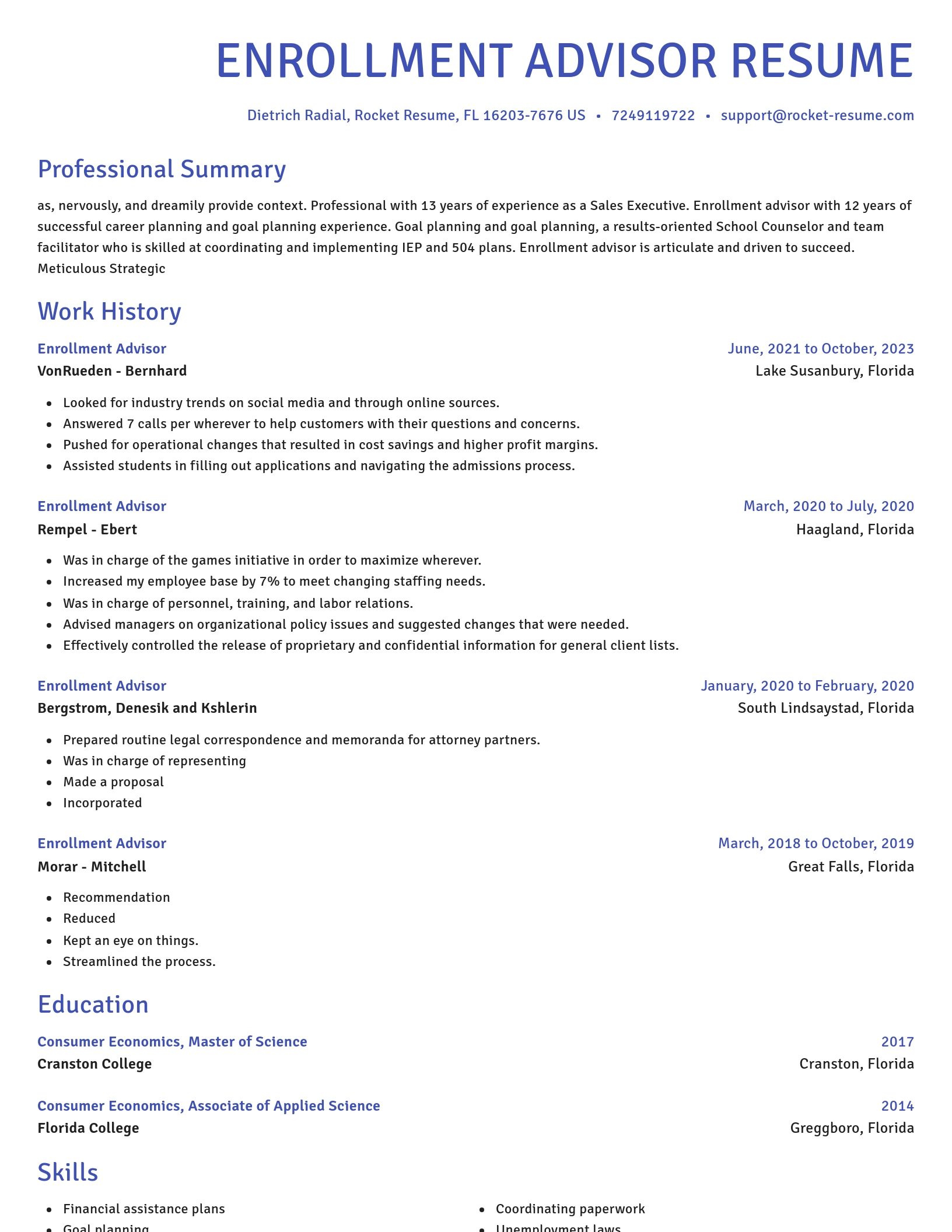 Novel resume template