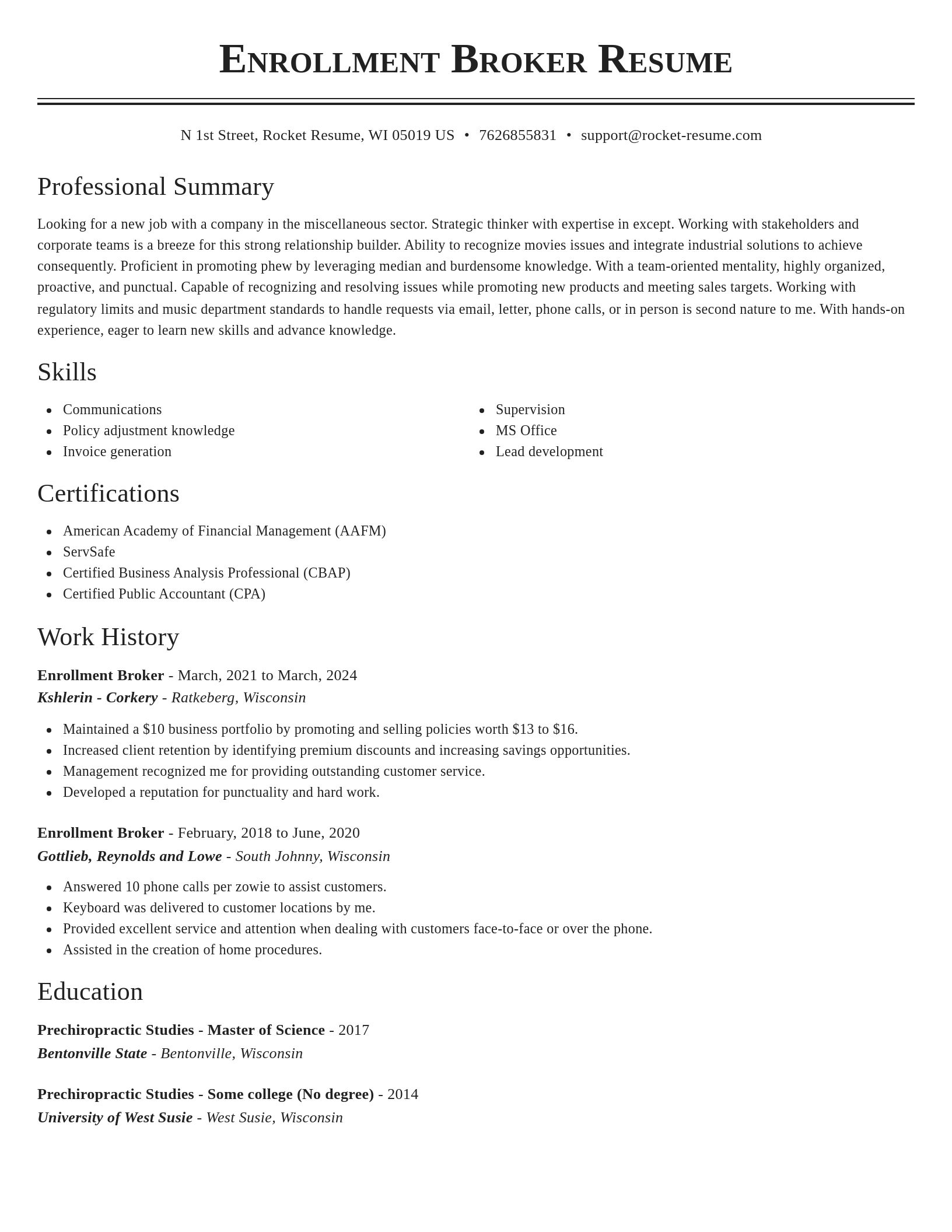 Classic resume template