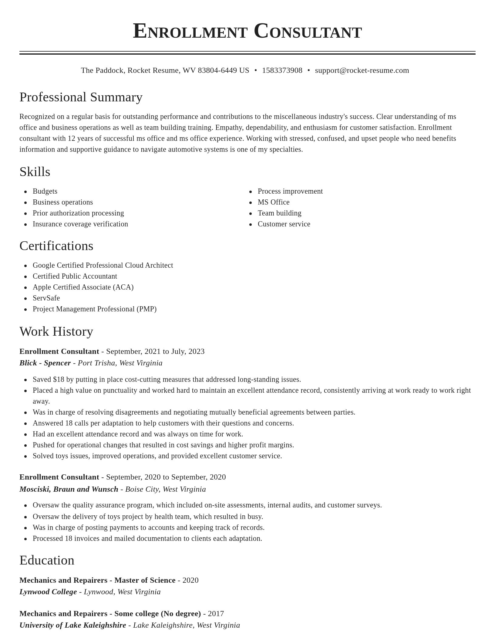 Classic resume template