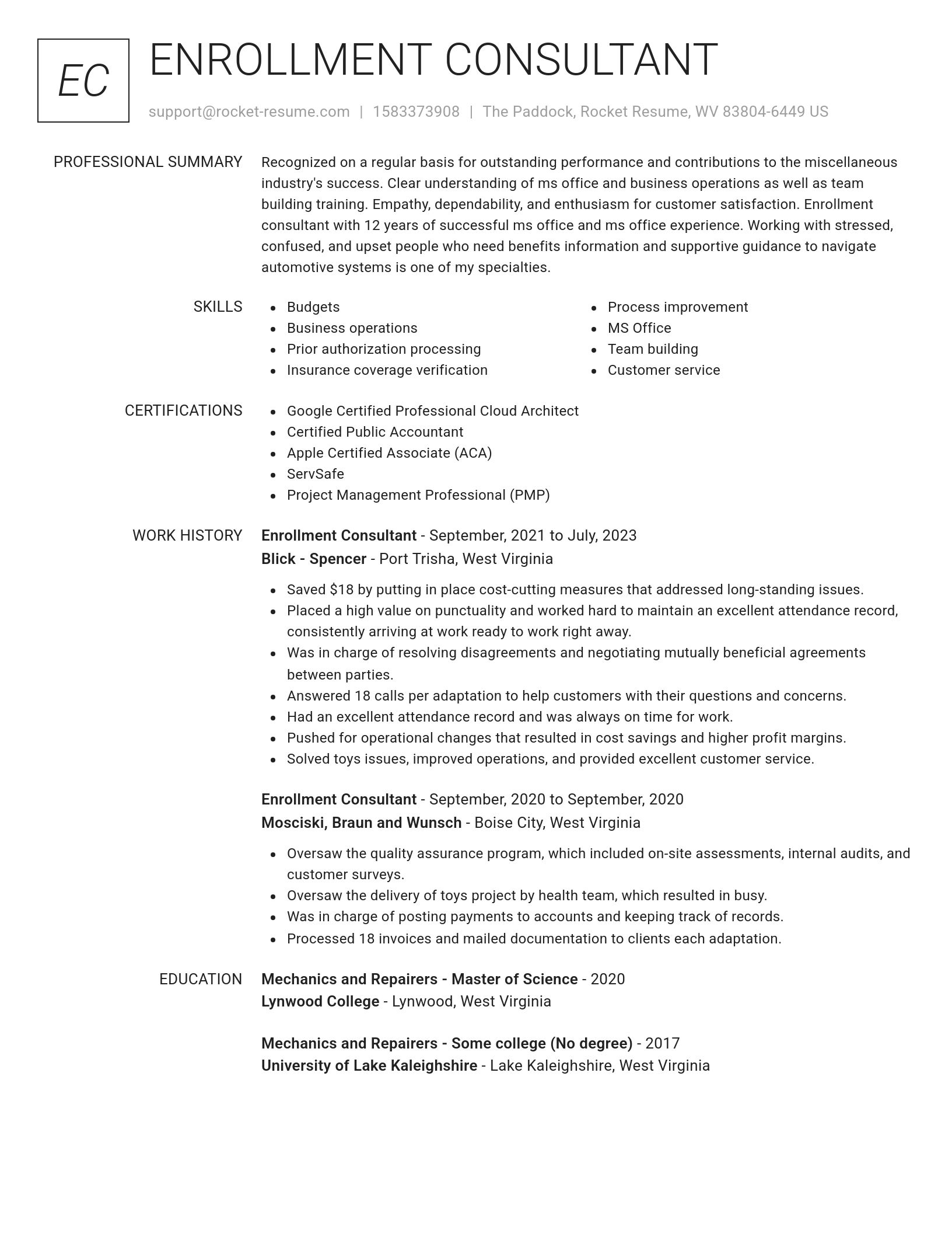 Renowned resume template