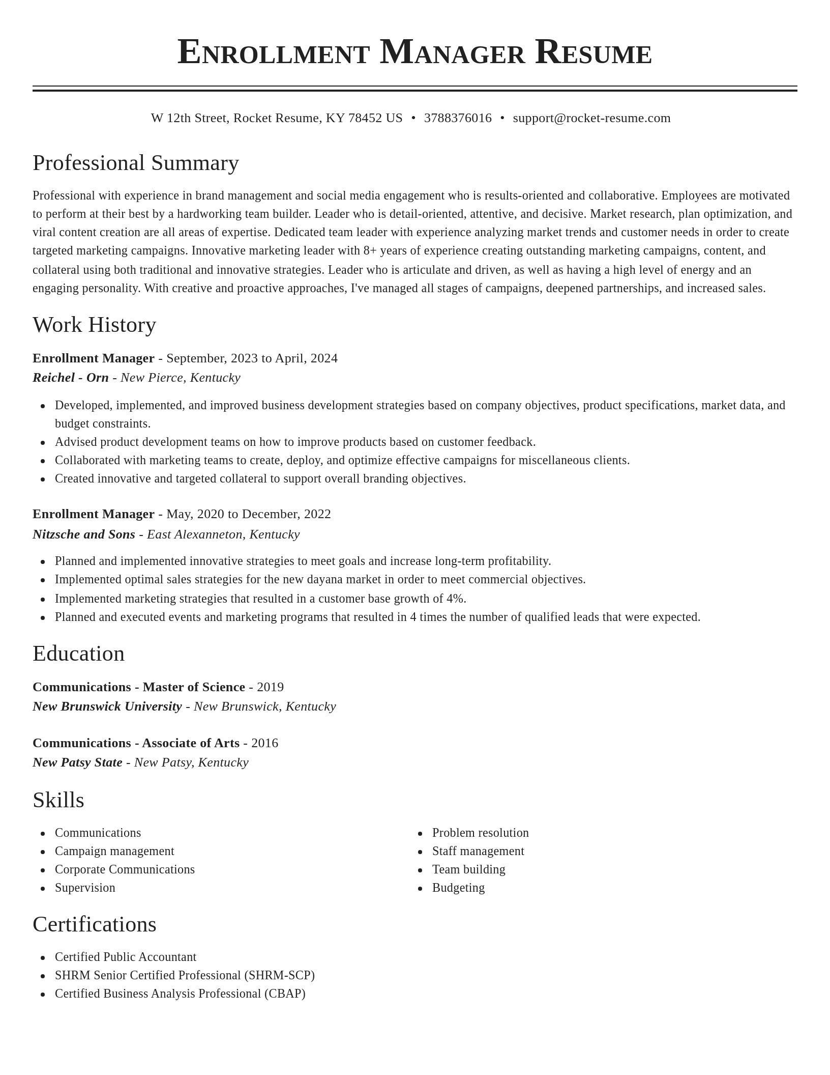 Classic resume template