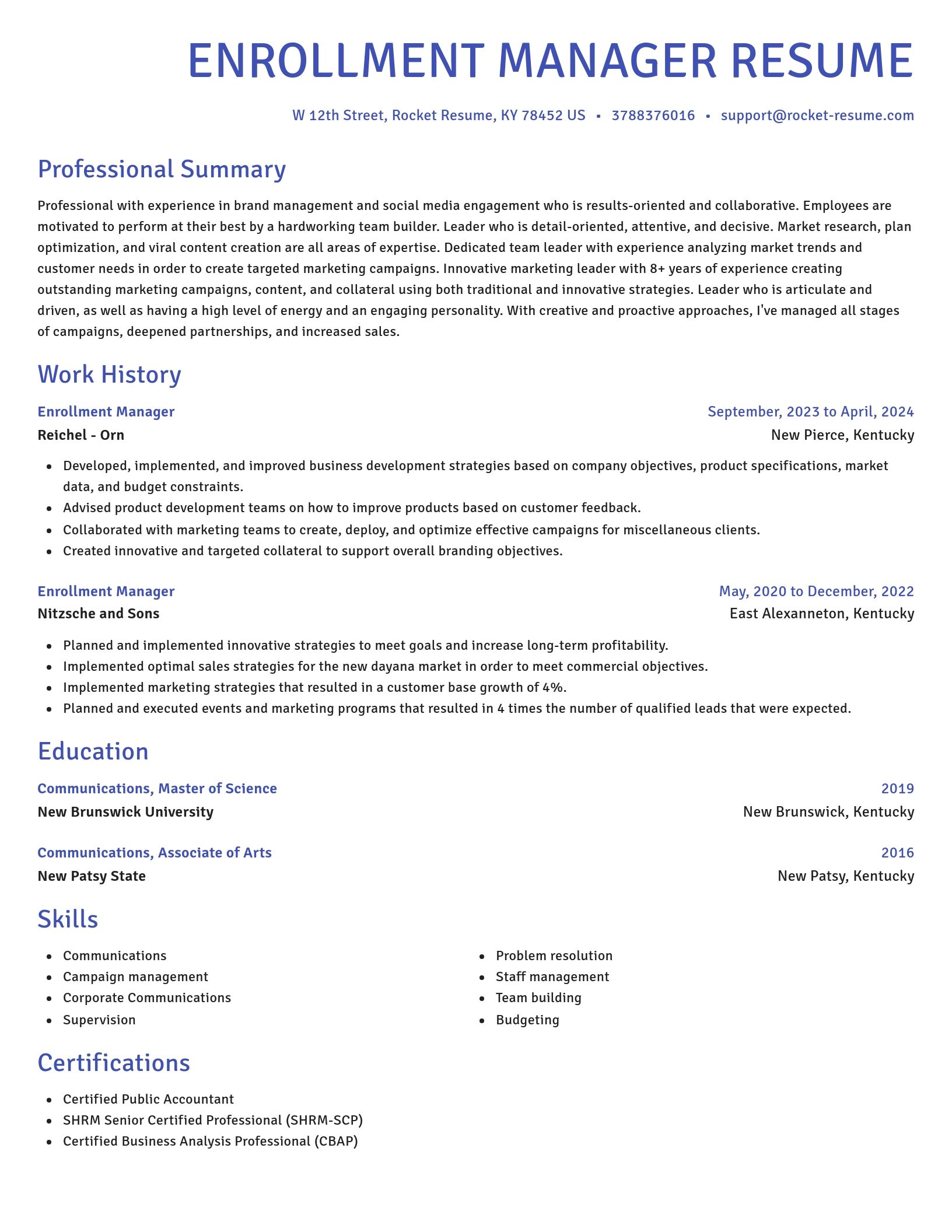 Novel resume template
