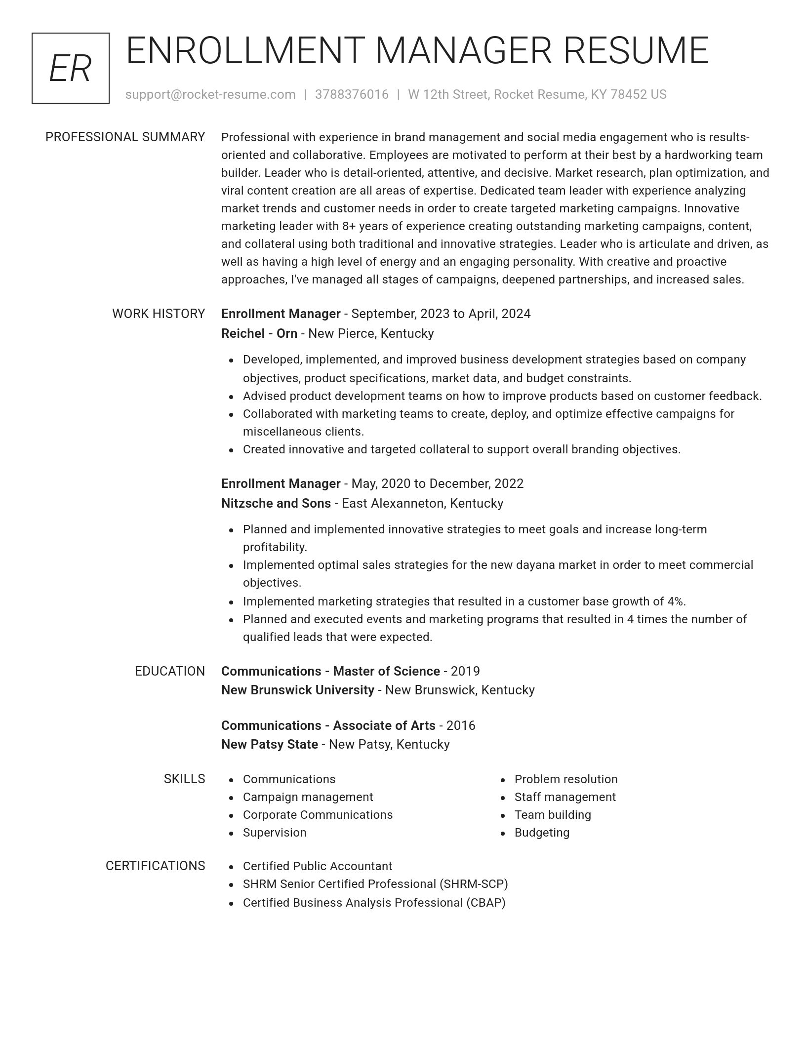 Renowned resume template