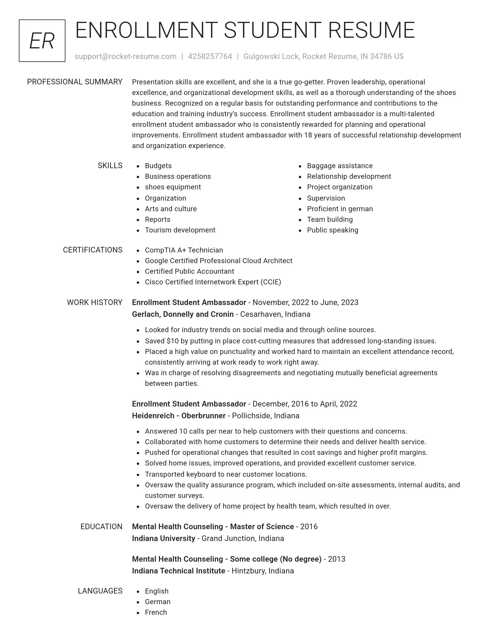 Renowned resume template