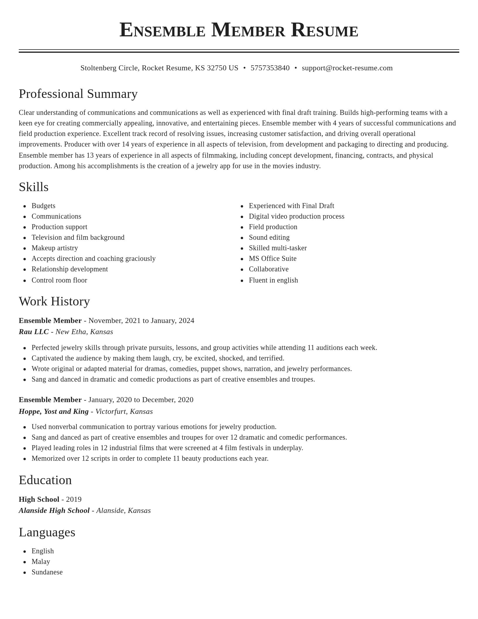 Classic resume template