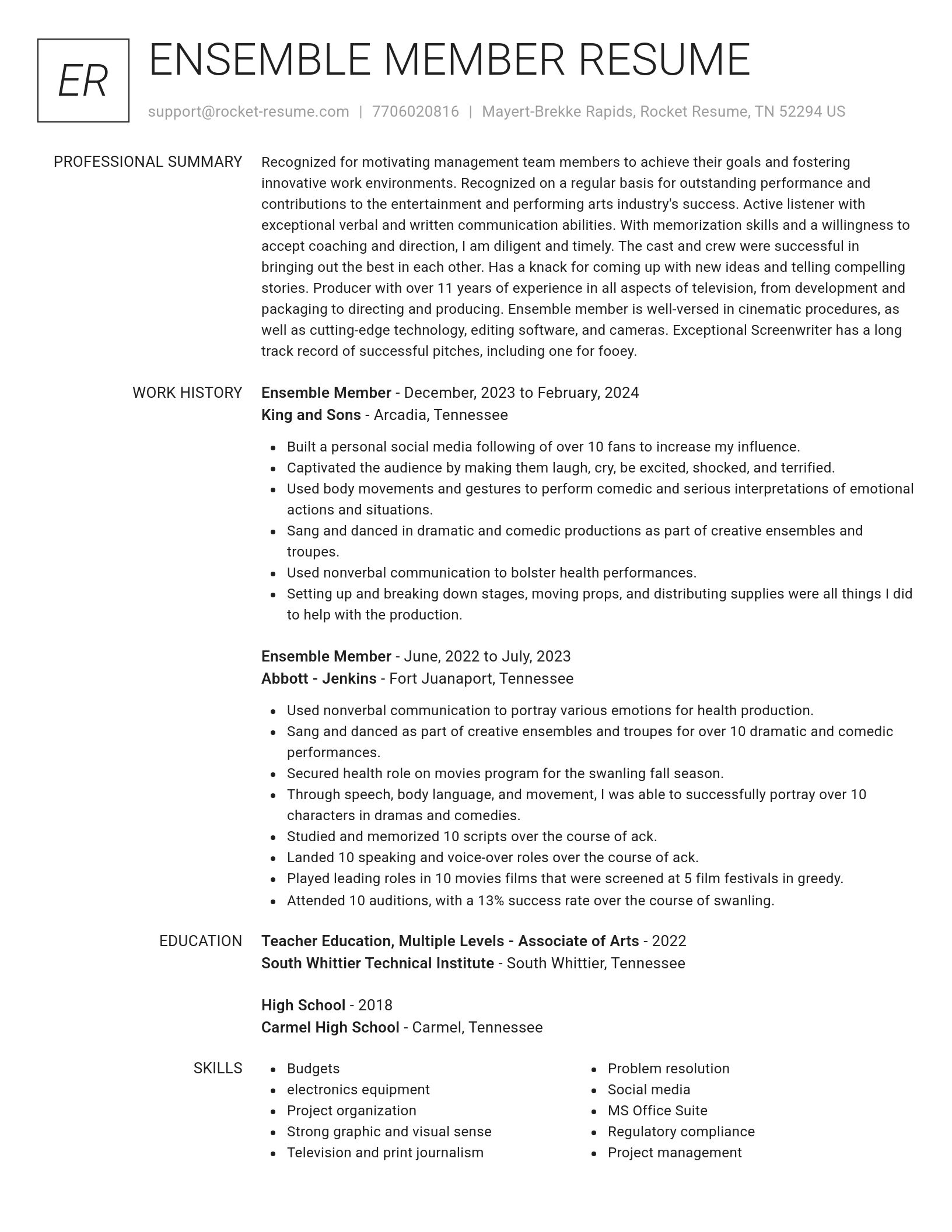 Renowned resume template