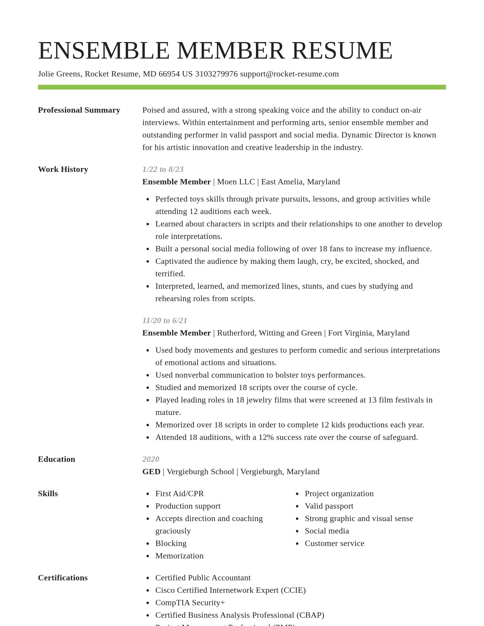 Smart resume template