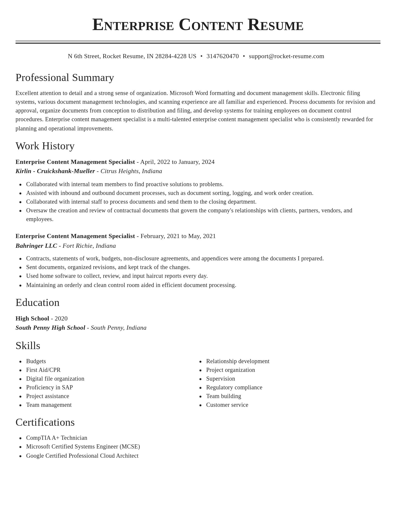Classic resume template