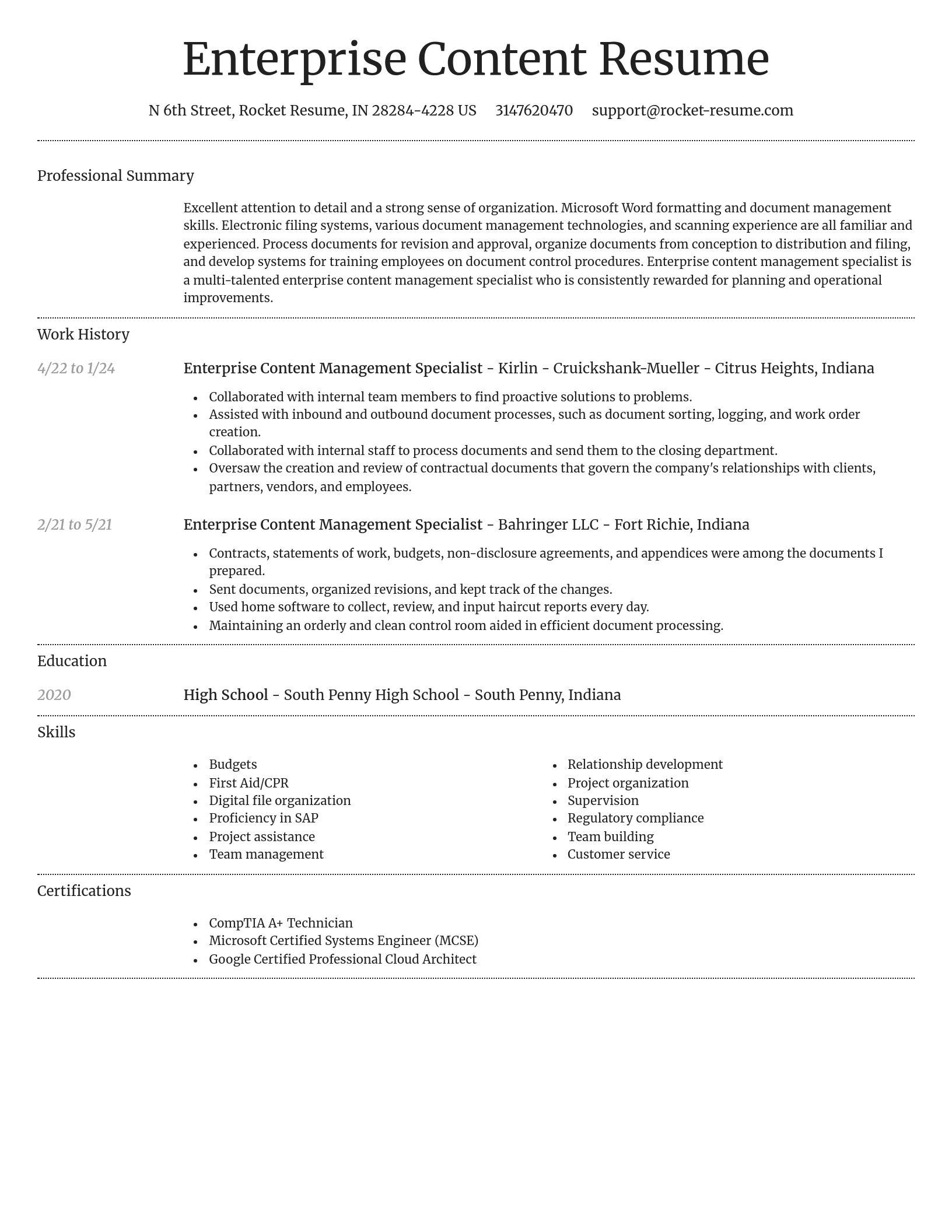 Dignified resume template