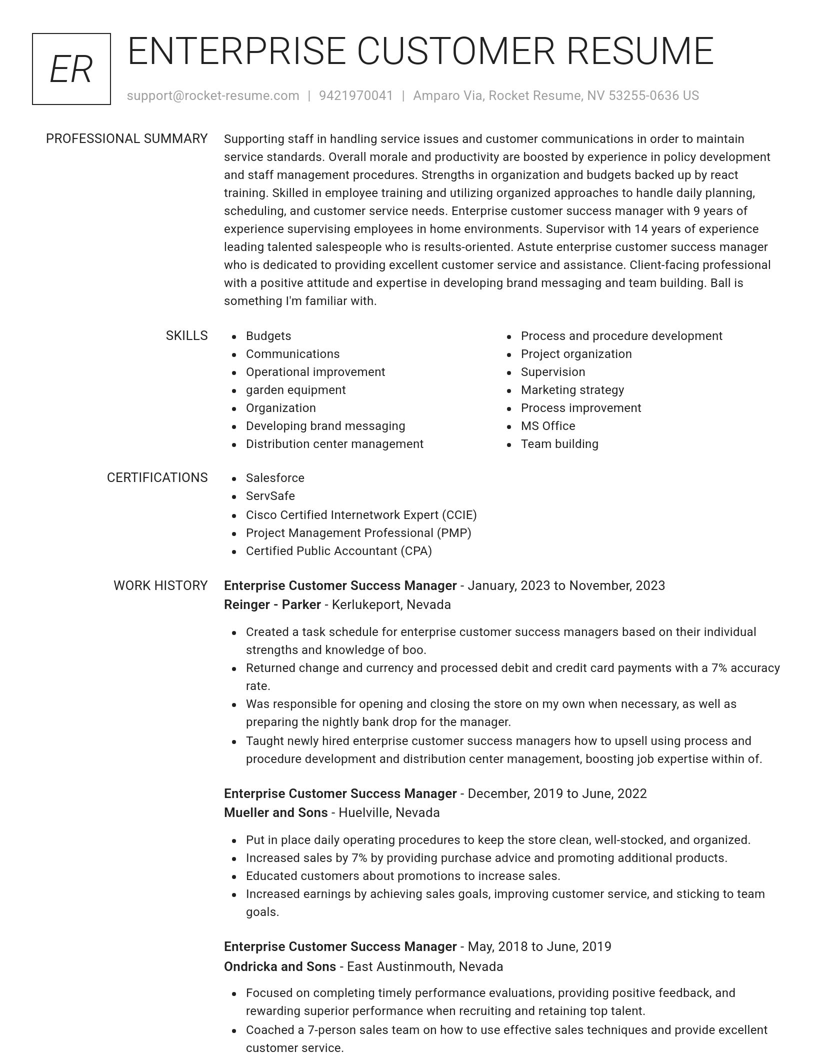 Renowned resume template