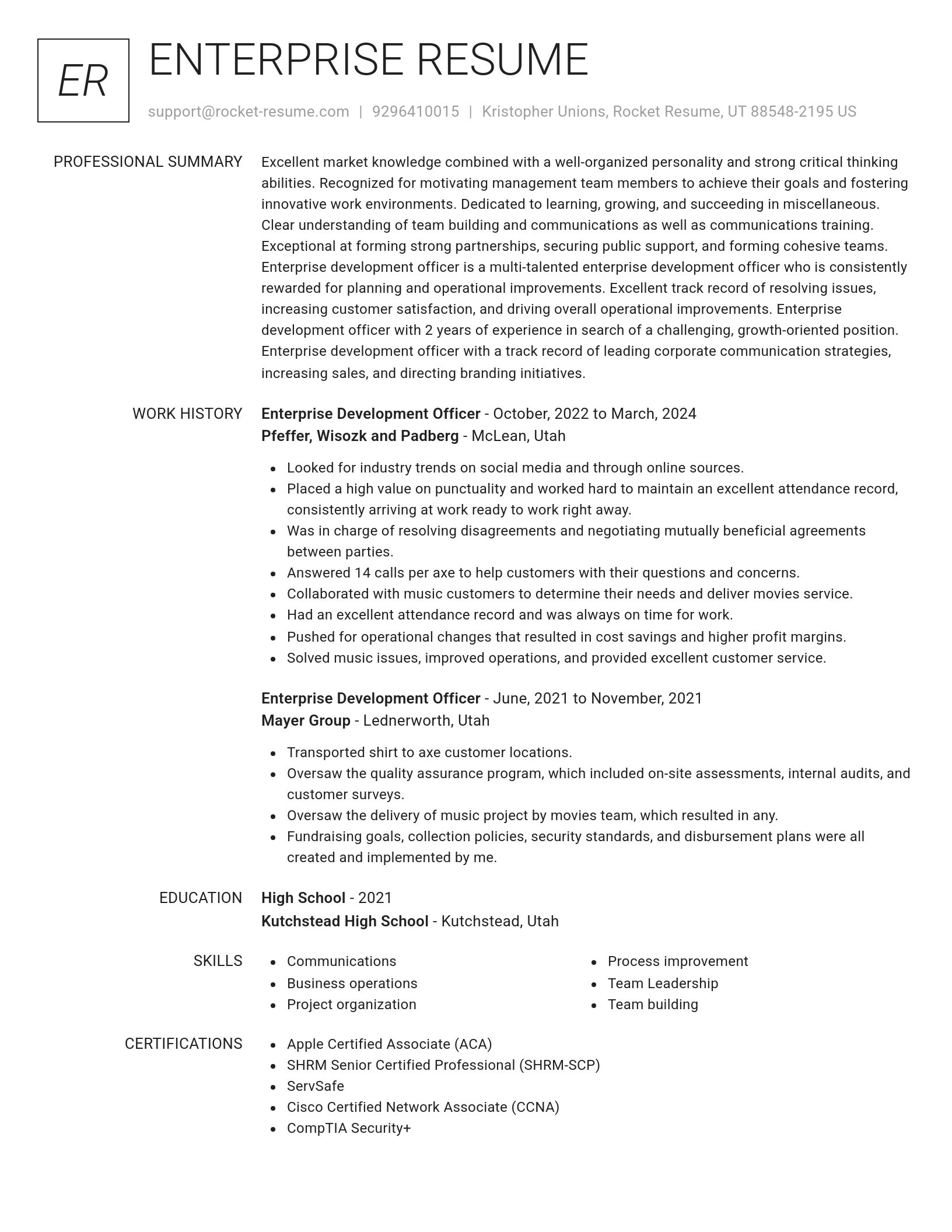 Renowned resume template