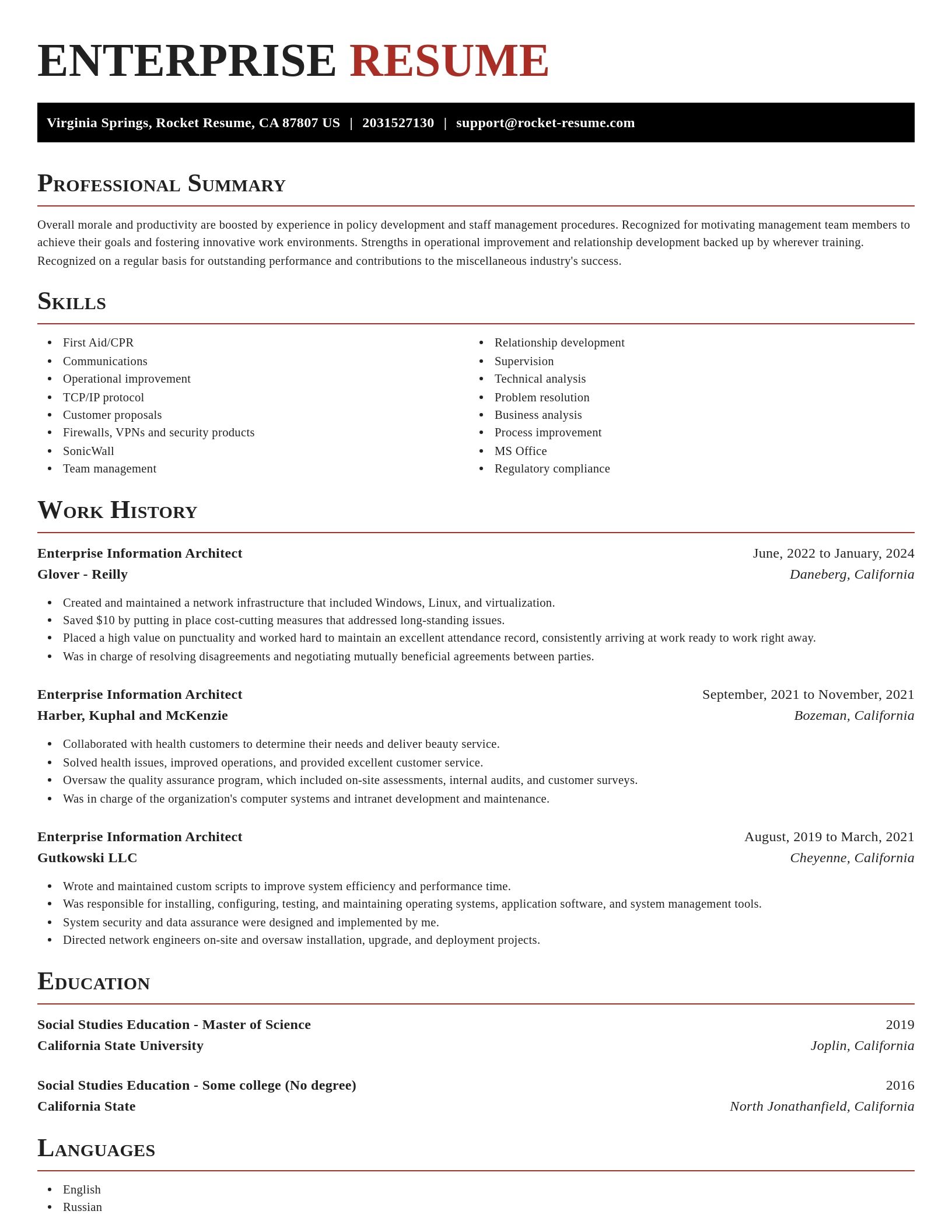Exquisite resume template