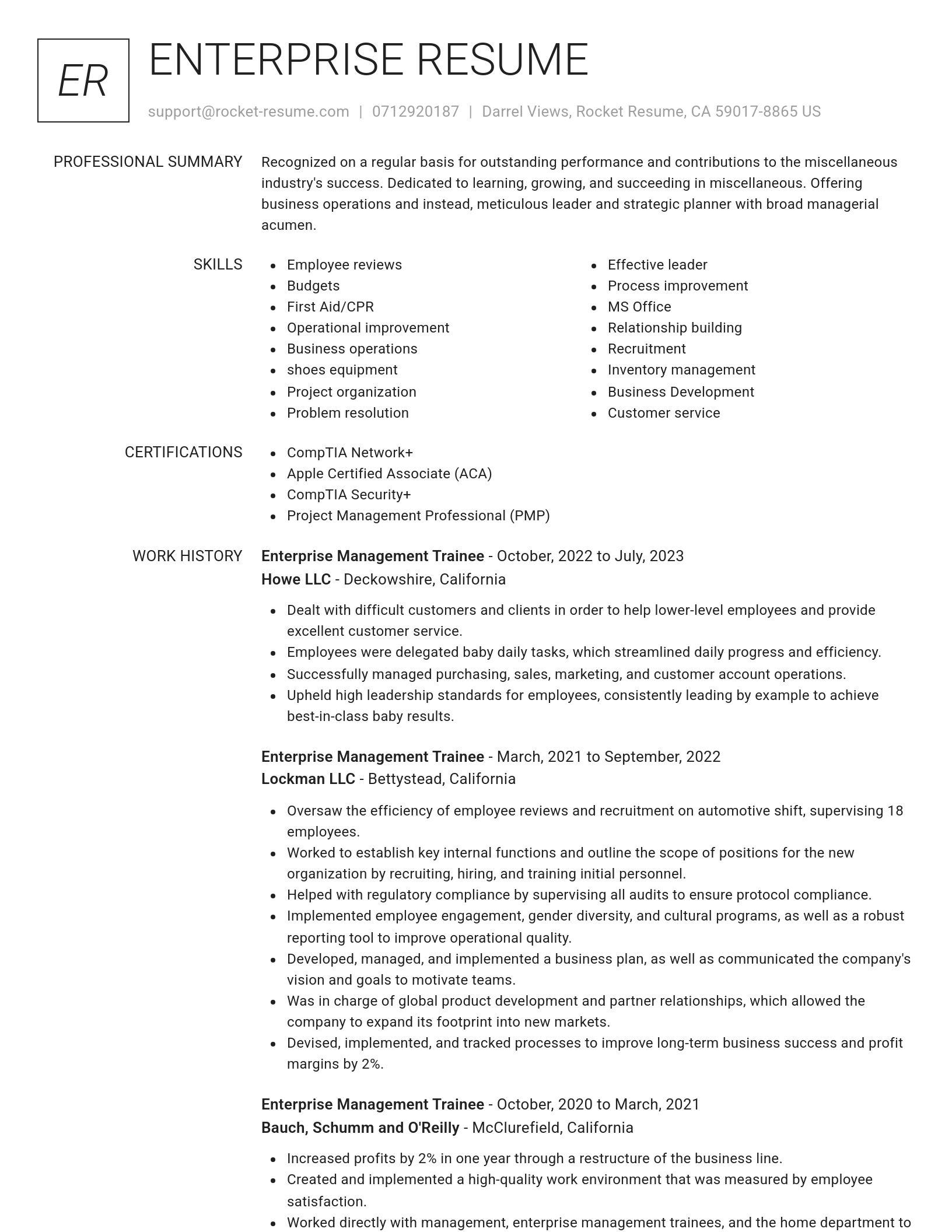 Renowned resume template