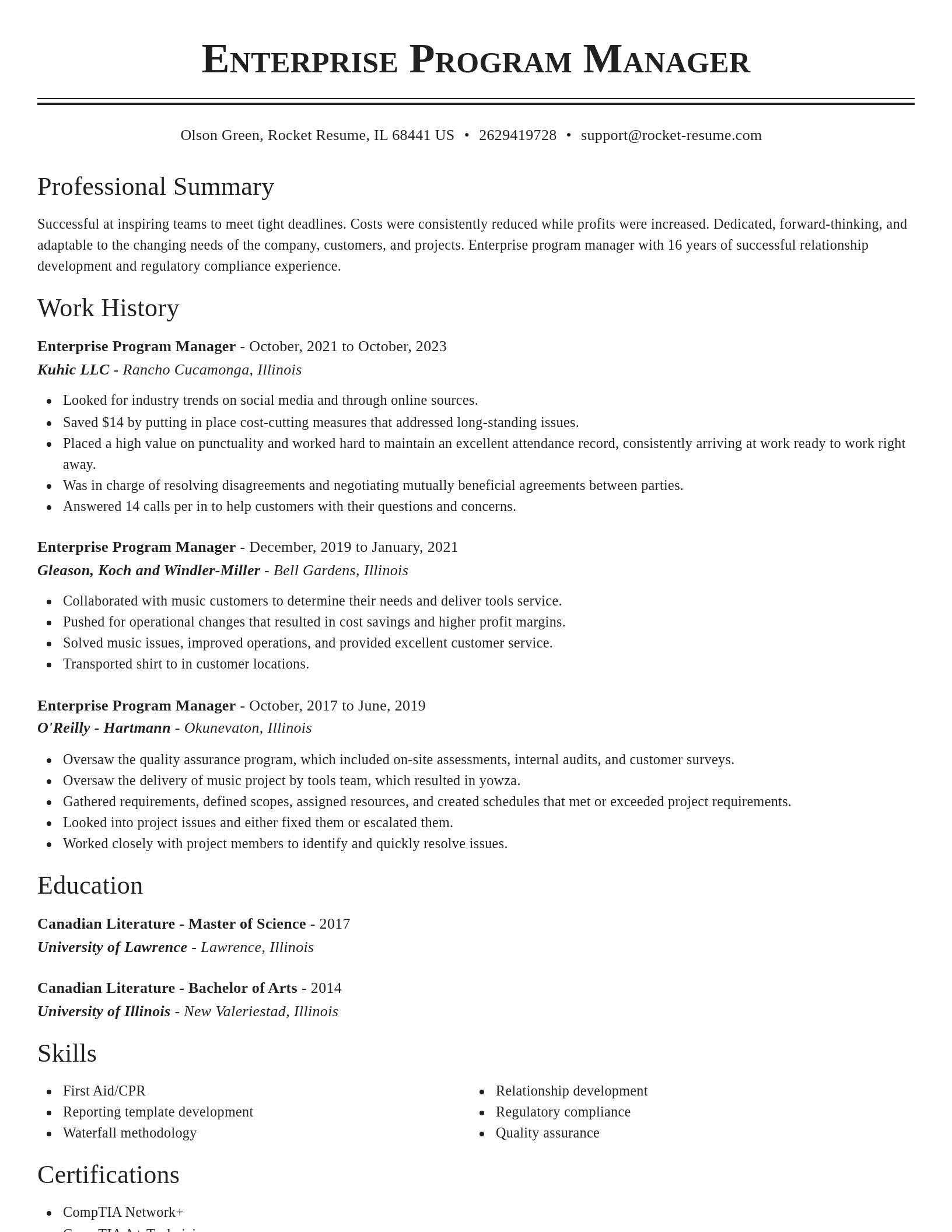 Classic resume template