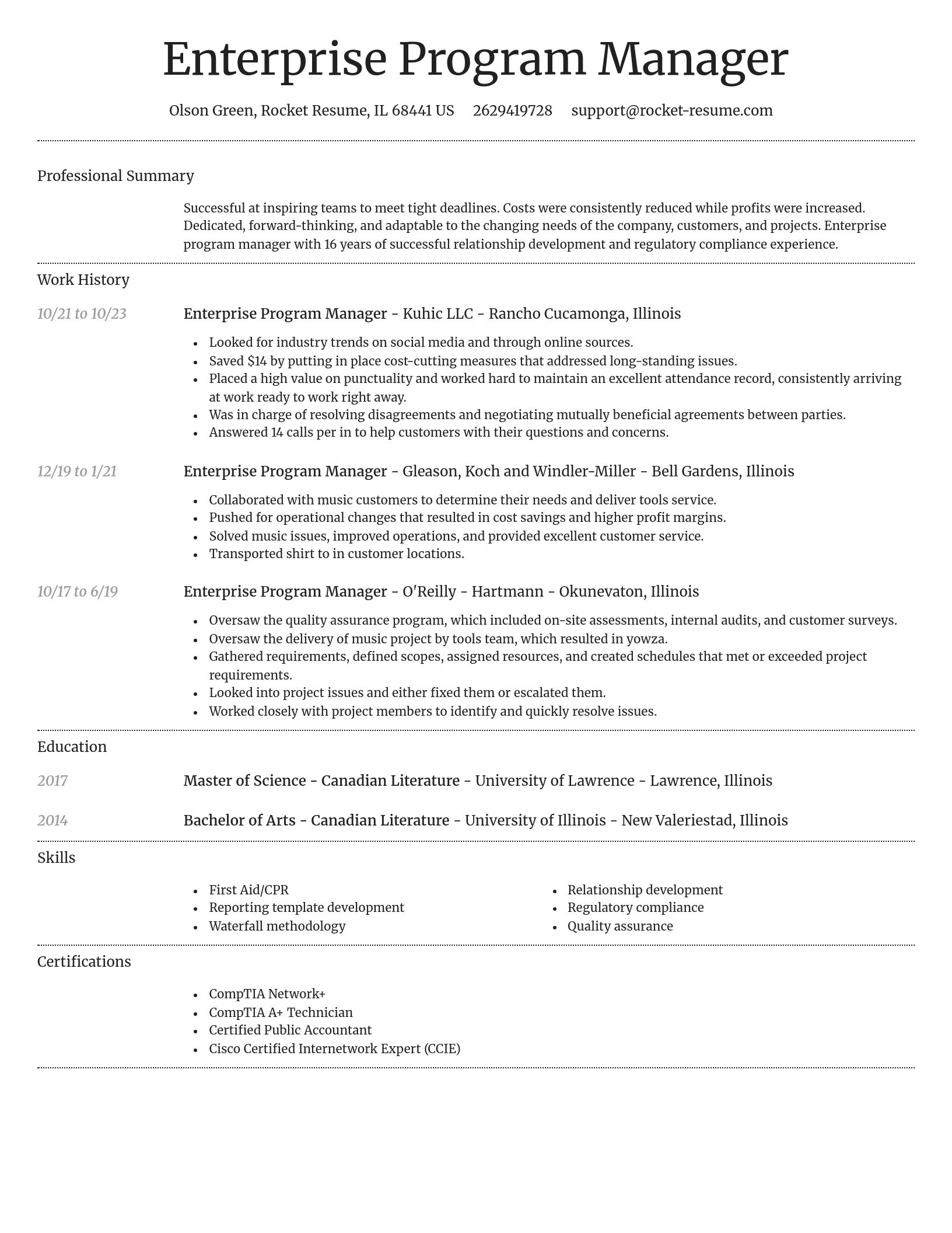 Dignified resume template