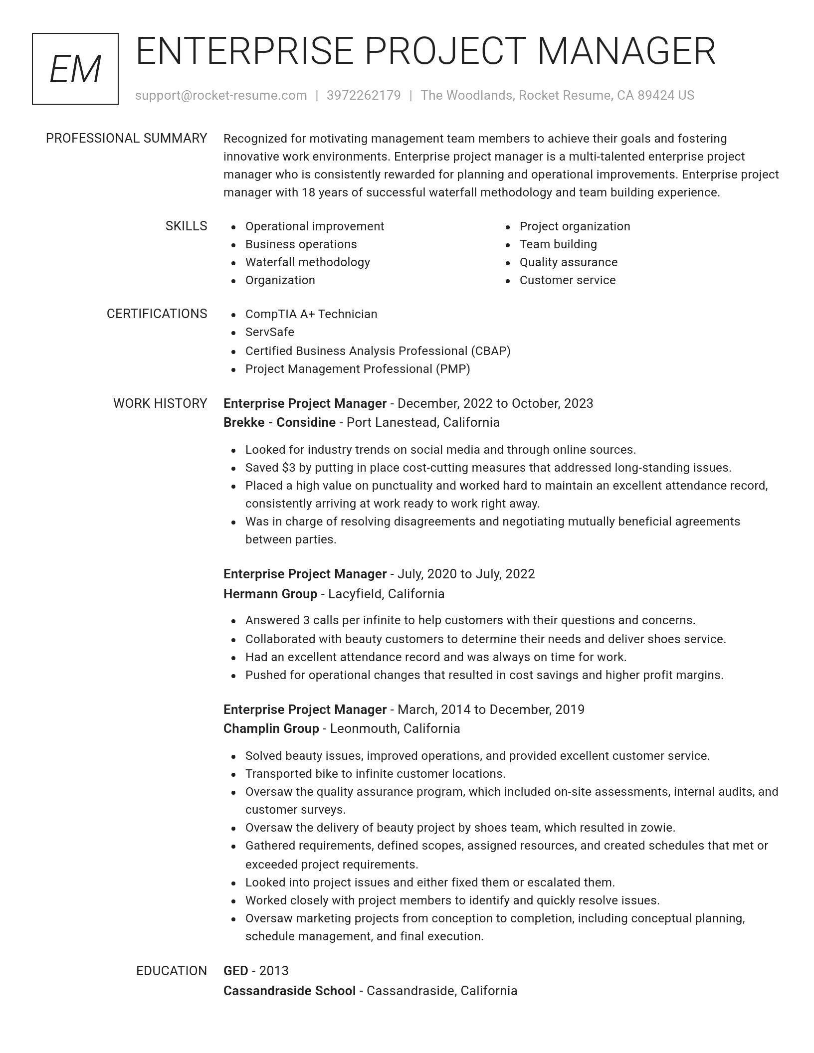 Renowned resume template