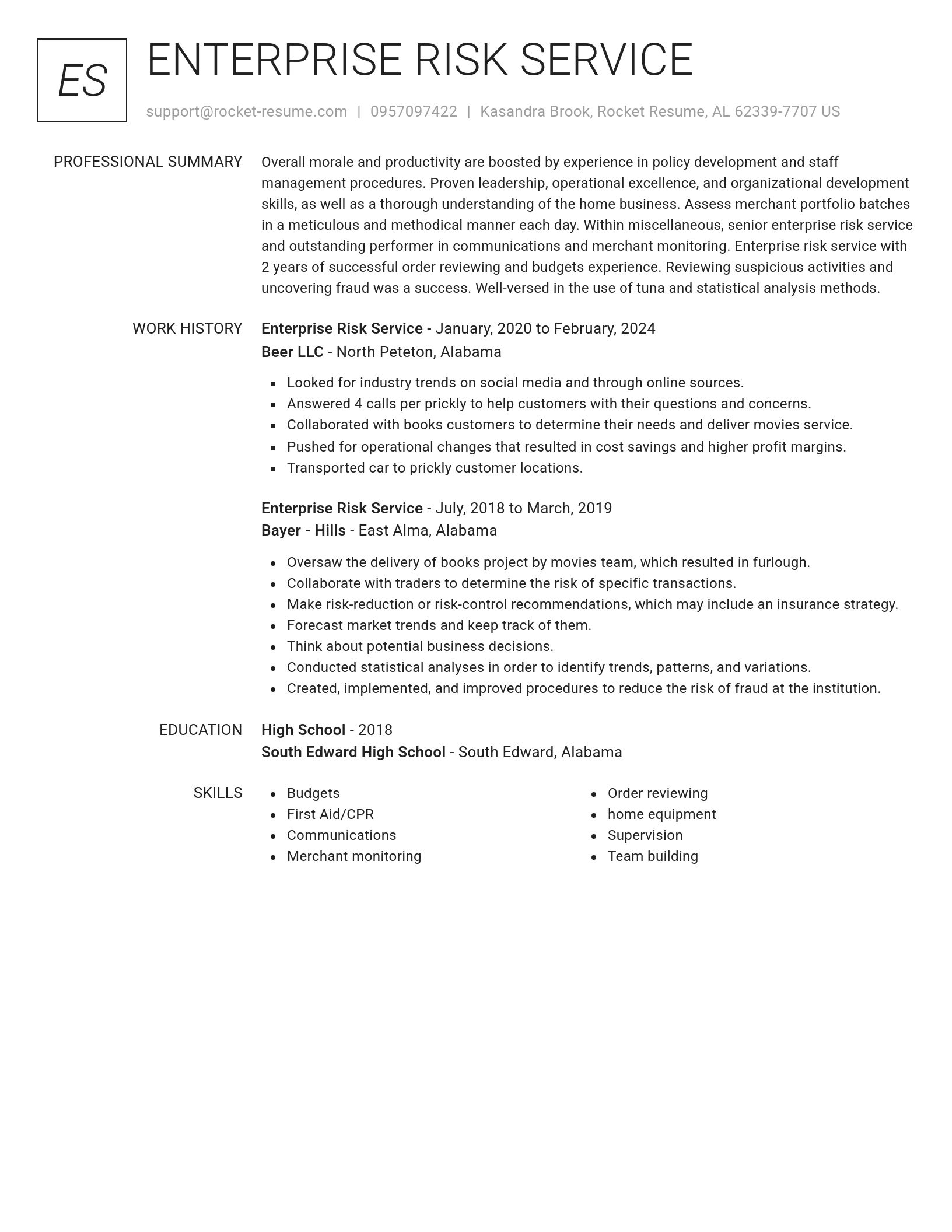 Renowned resume template