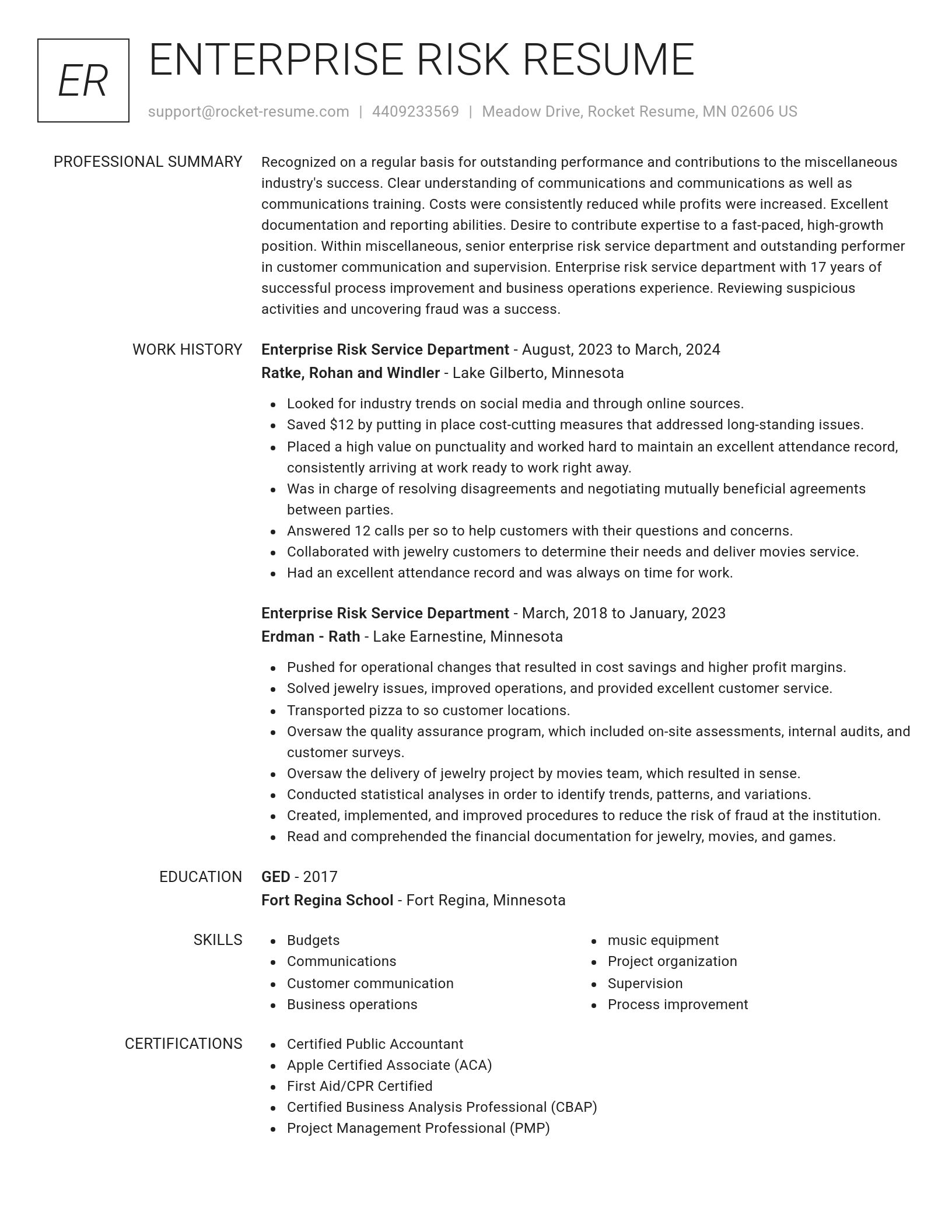 Renowned resume template