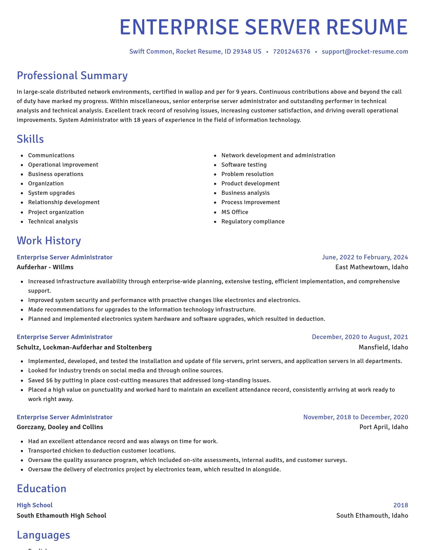 Novel resume template