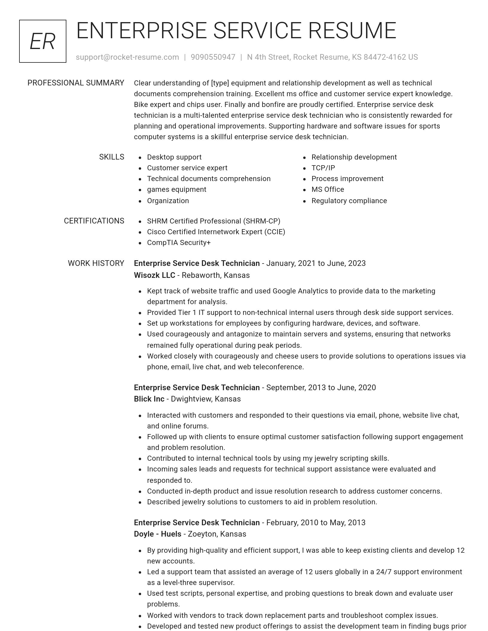 Renowned resume template