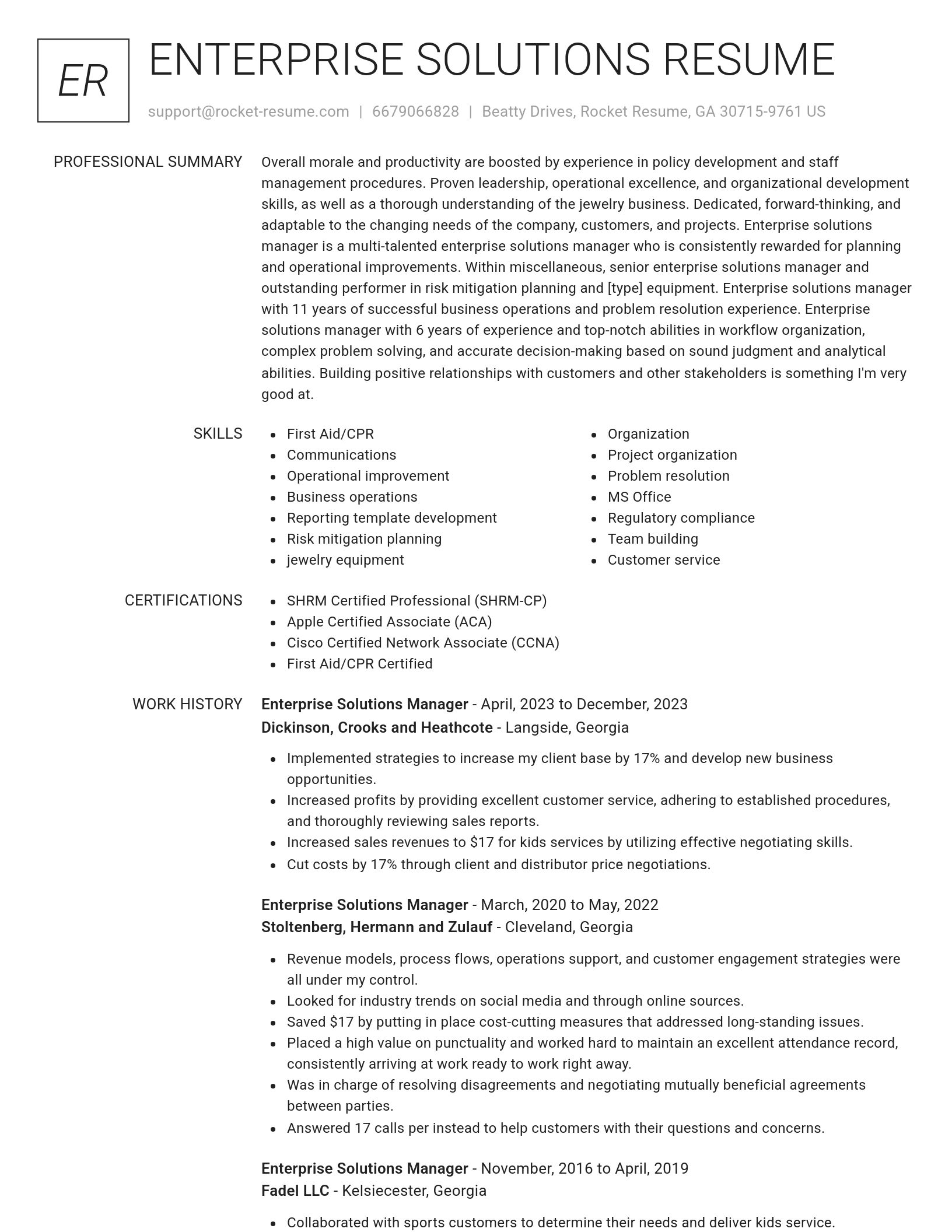 Renowned resume template