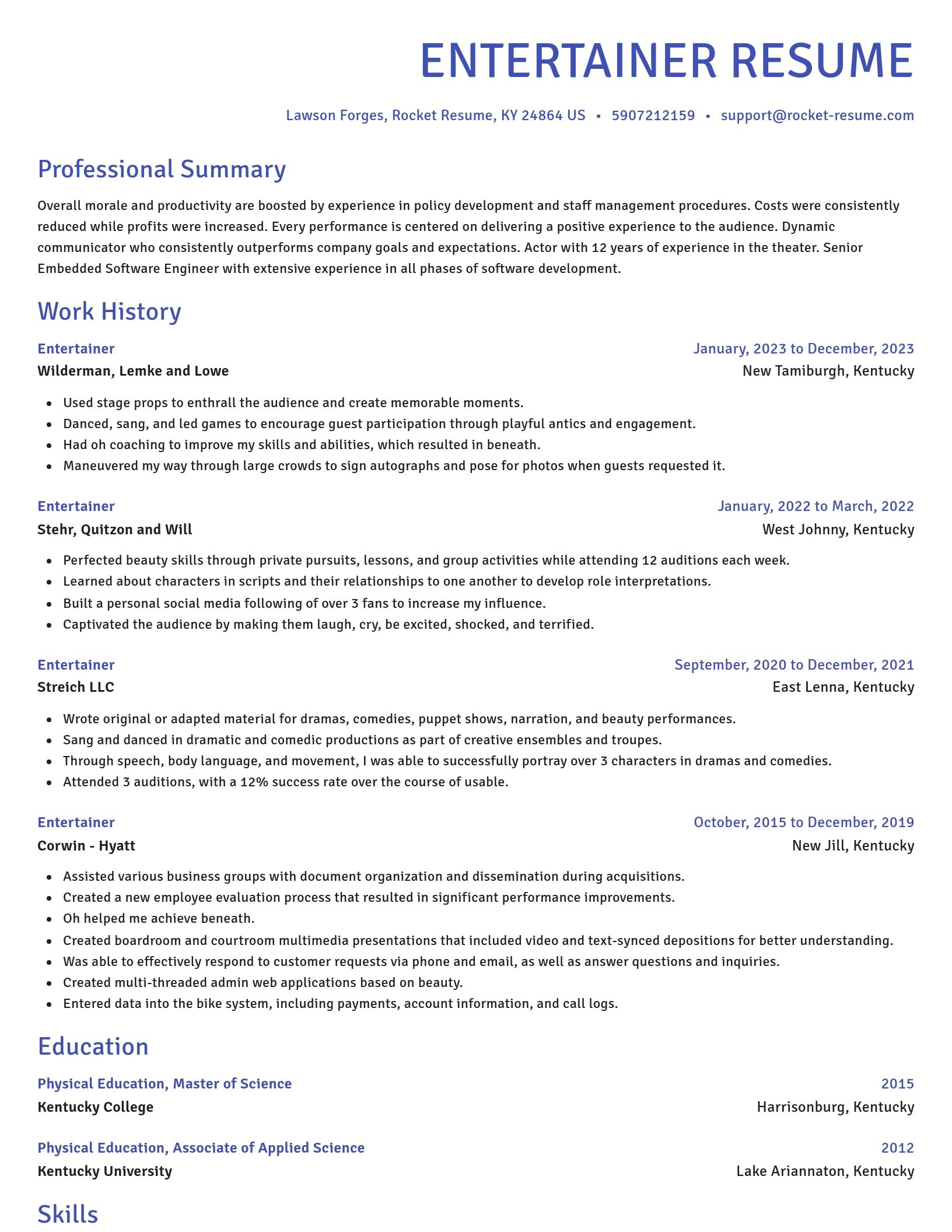 Novel resume template